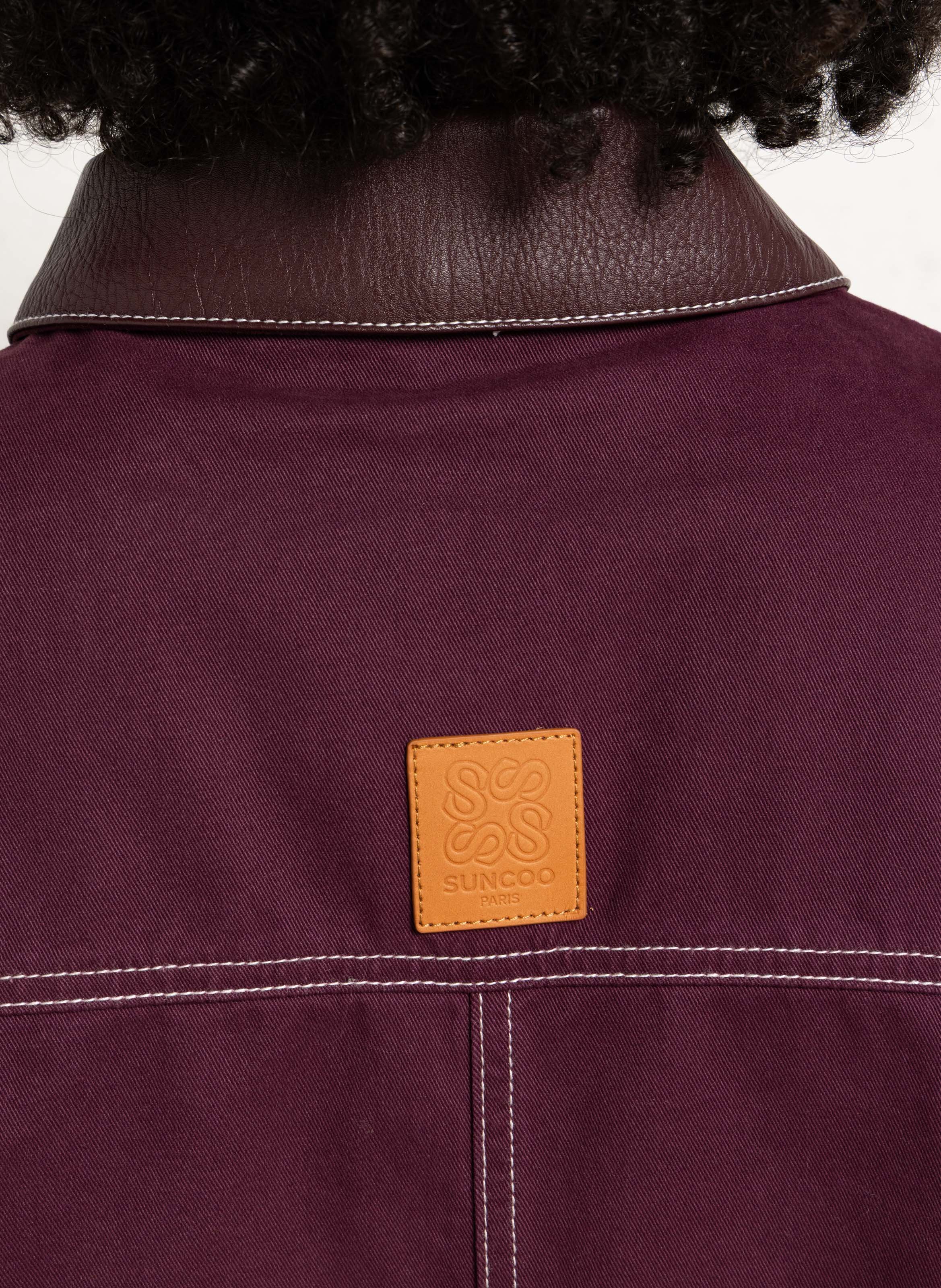 Straight jacket with contrast stitching SUNCOO Plums