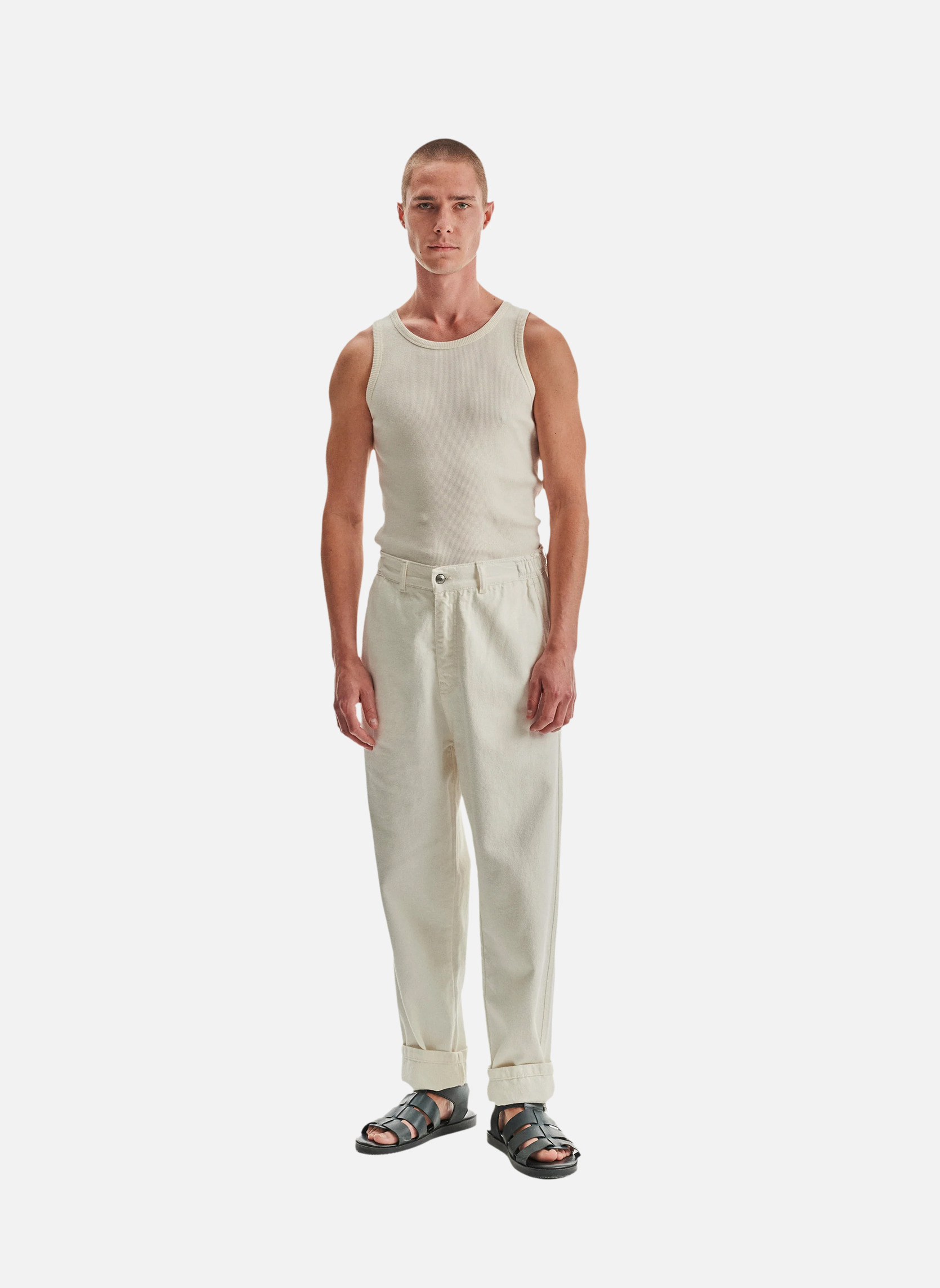 Fitted leo tank top | Beige Noyoco Men