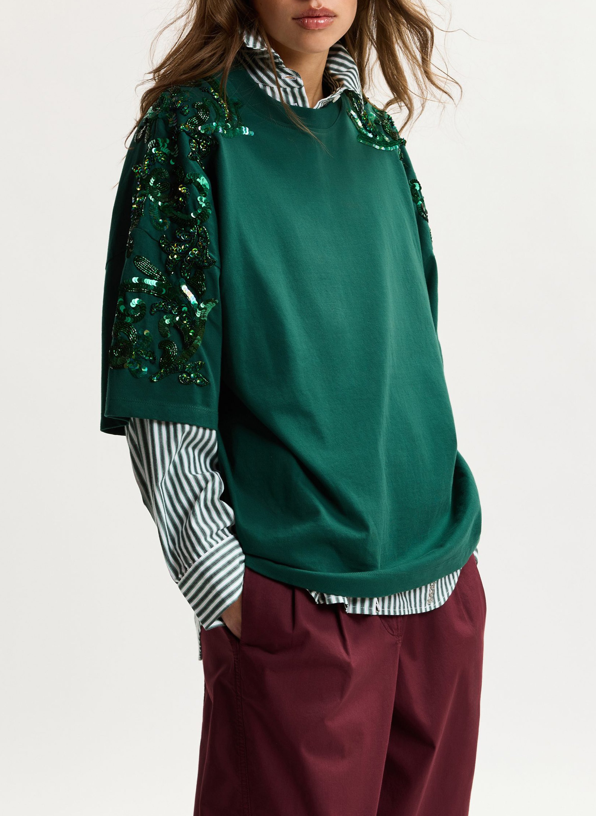 Oversize-T-Shirt mit Rundhalsausschnitt ESSENTIEL ANTWERP Grun