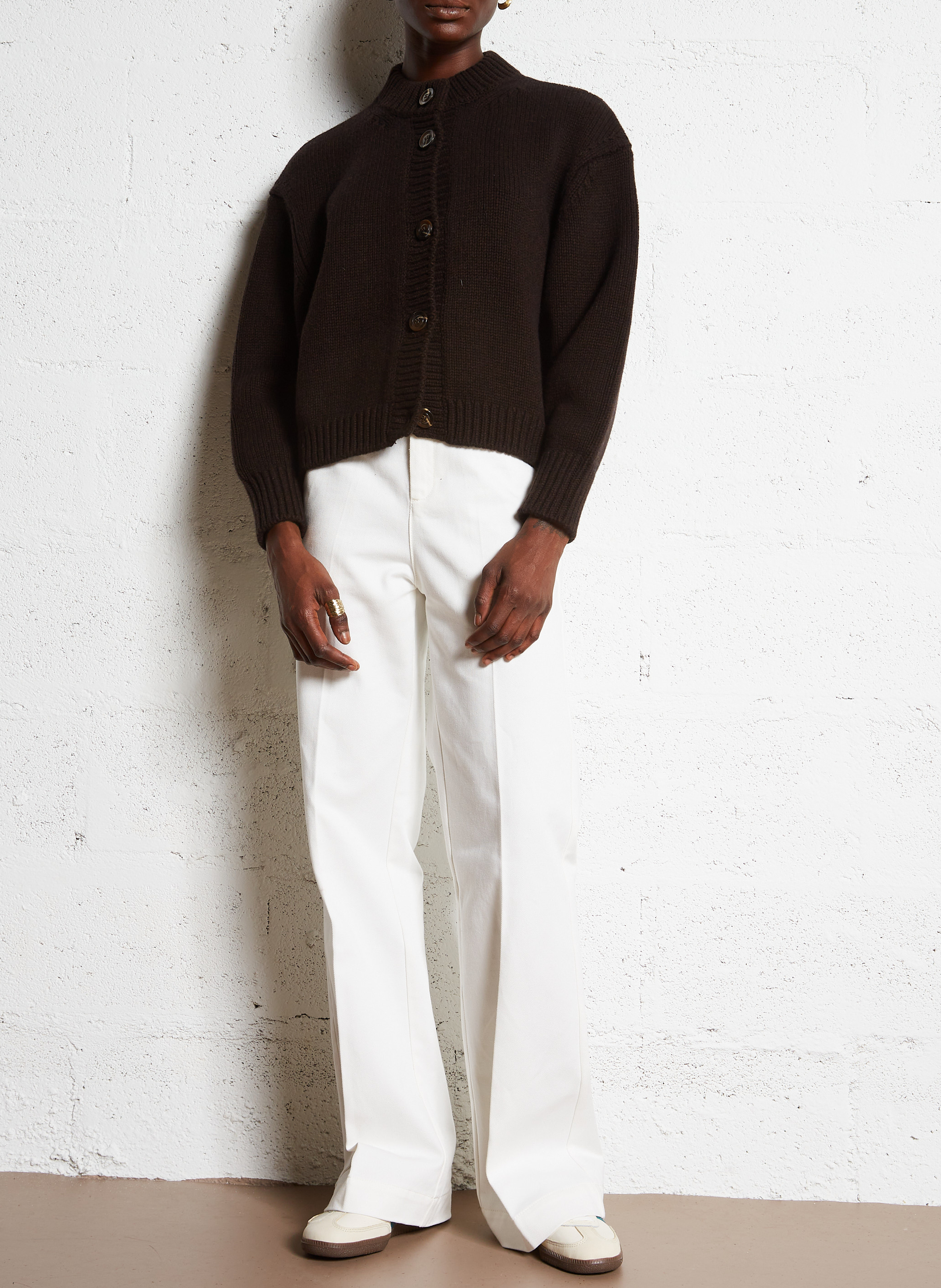 Wide leg cotton jeans SOEUR White