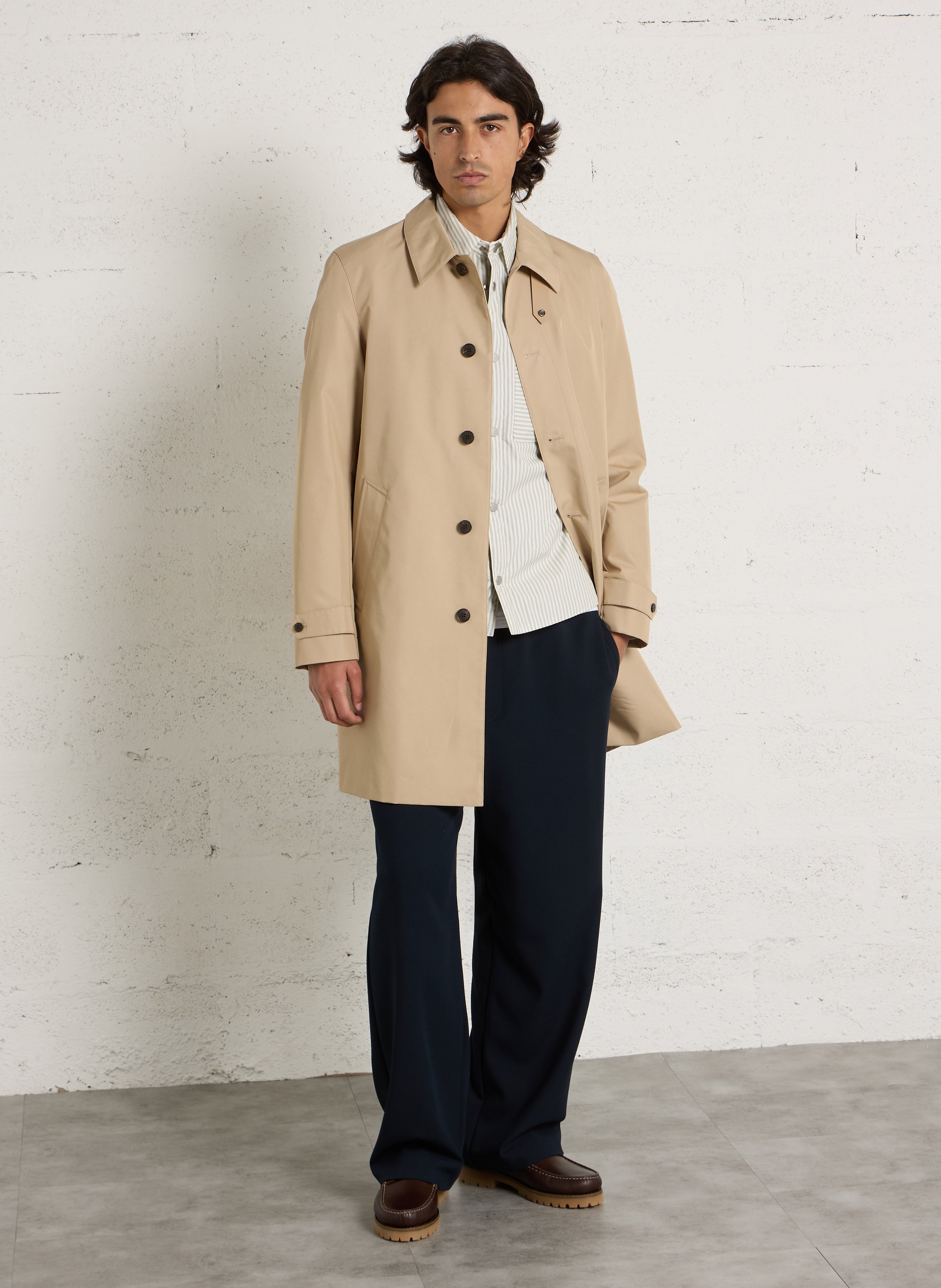 Straight cotton-blend trench coat IKKS Beige