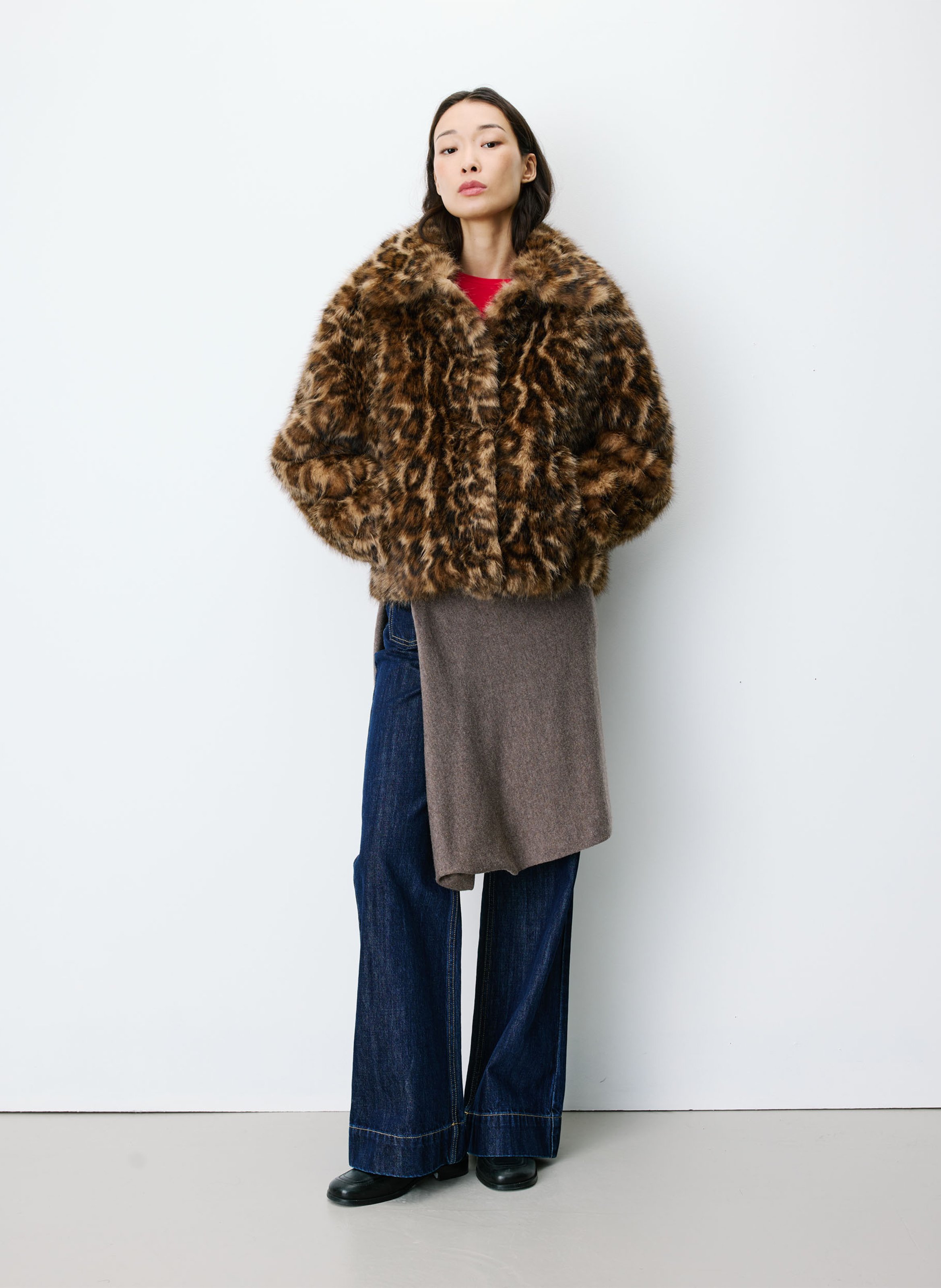 Manteau ample en fourrure synthétique GRACE ET MILA Marron