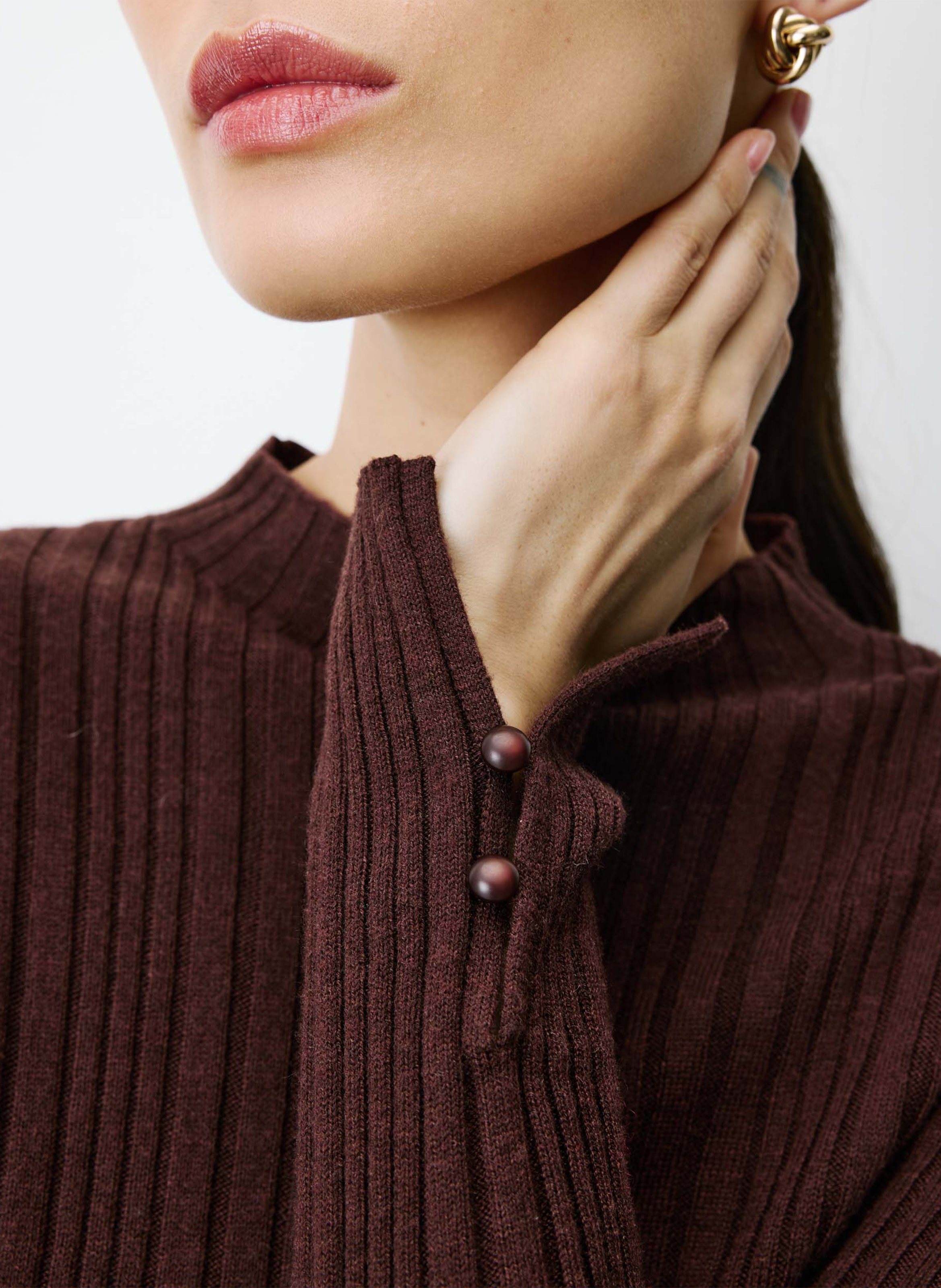 Ribbed fitted sweater GRACE ET MILA Brown