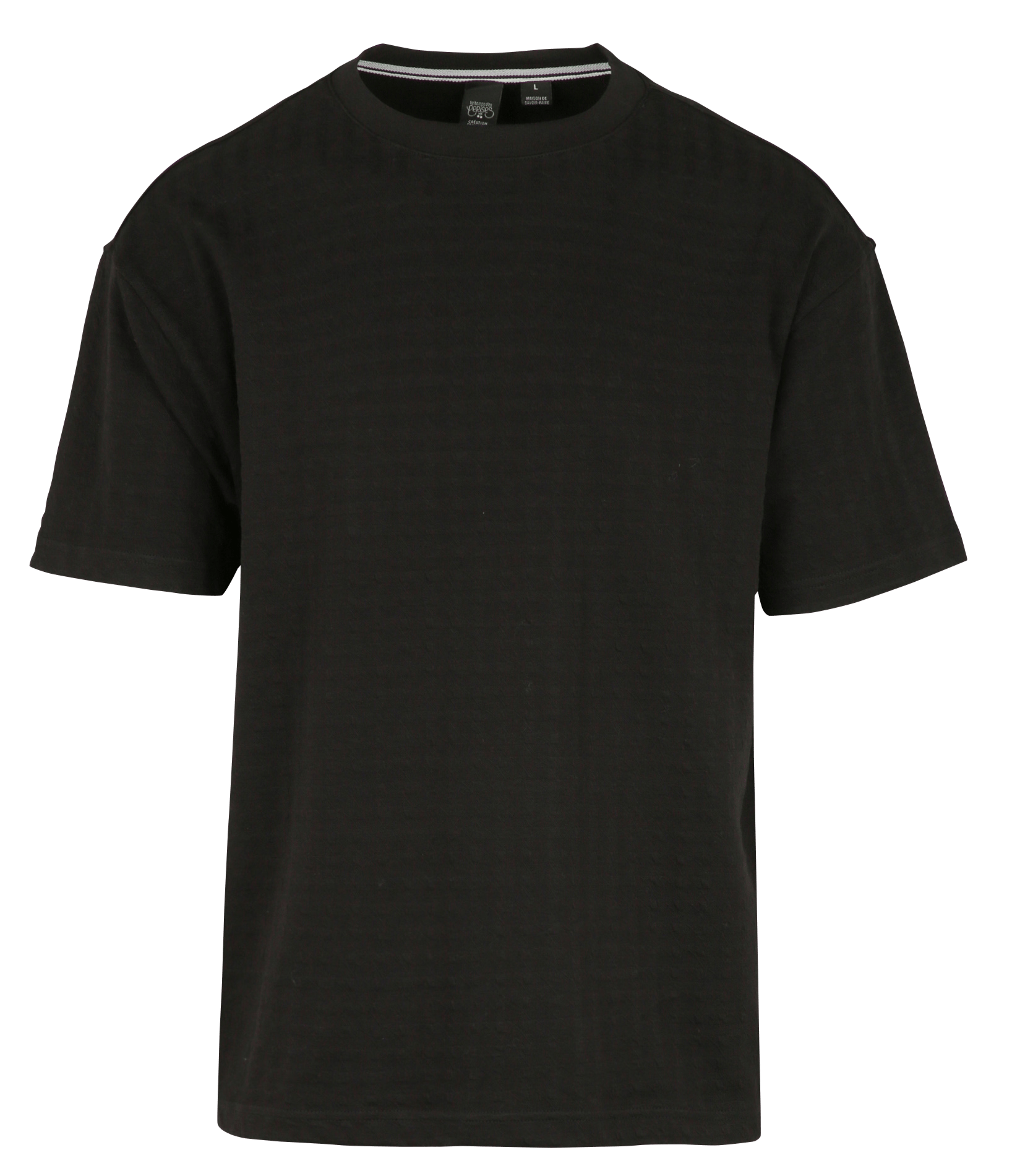 Gerader Rundhalsausschnitt T-Shirt aus Stretch-Baumwolle LE TEMPS DES CERISES Schwarz
