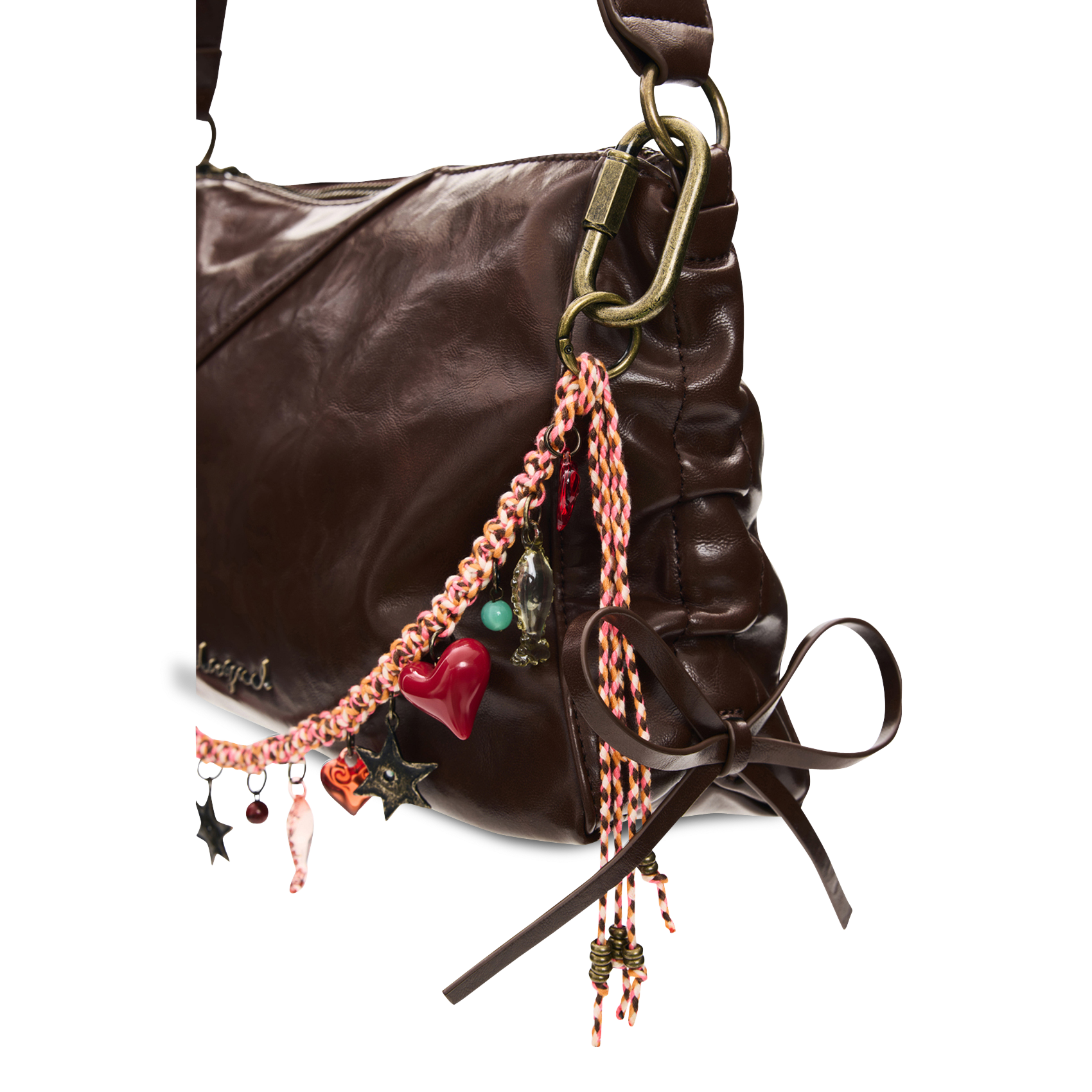 Leather-look shoulder bag DESIGUAL Brown