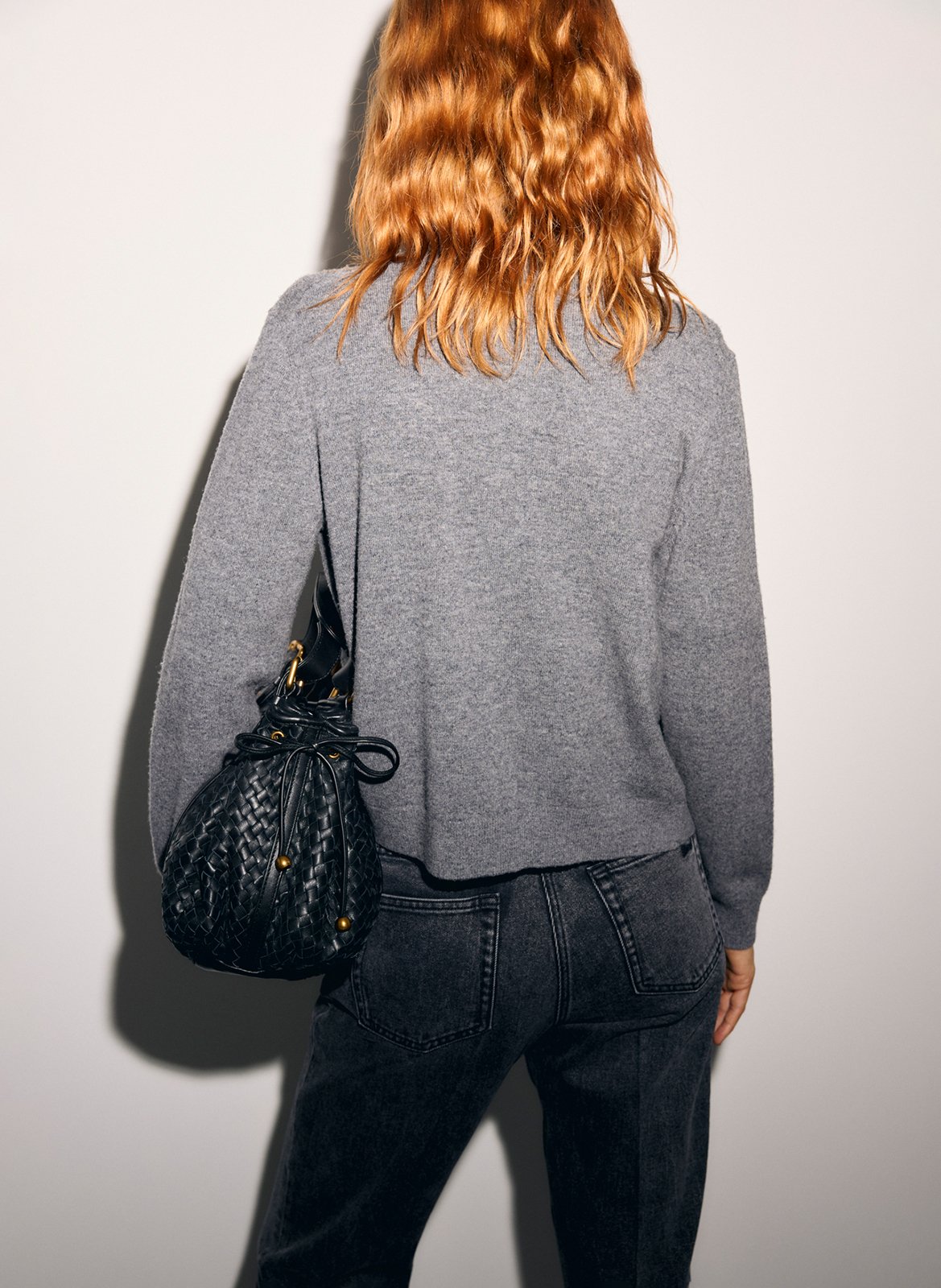 Gilet droit col rond à imprimé en laine GERARD DAREL Gris