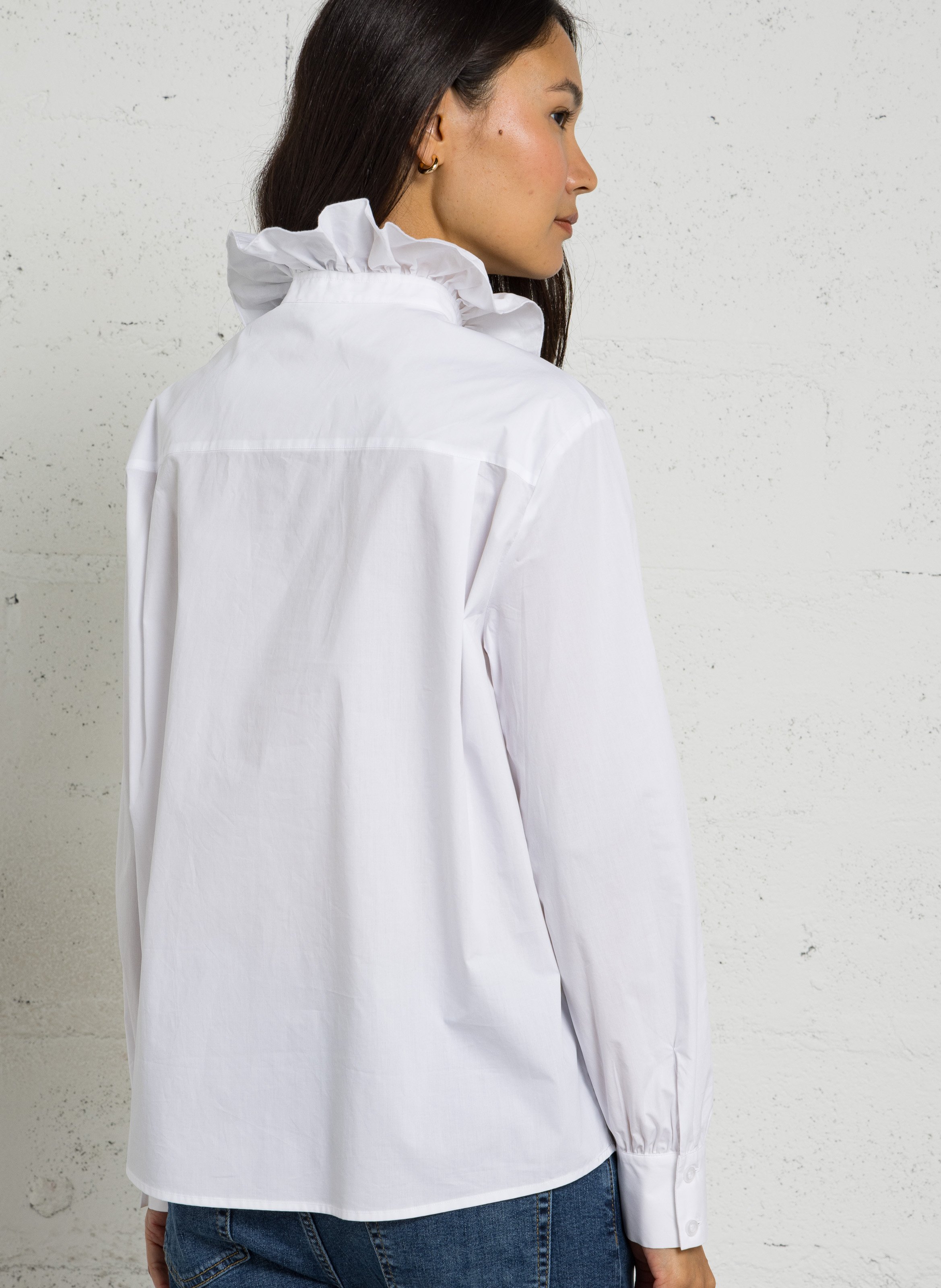 Blouse droit col victorien en coton LIU JO Blanc