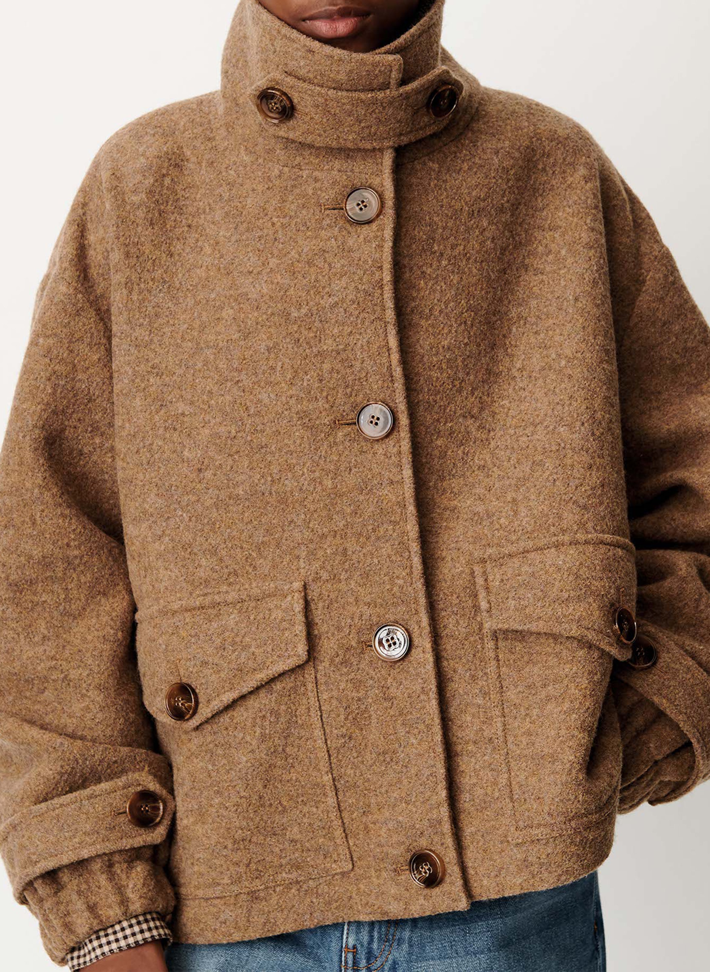 Manteau ample uni en laine SESSUN Beige