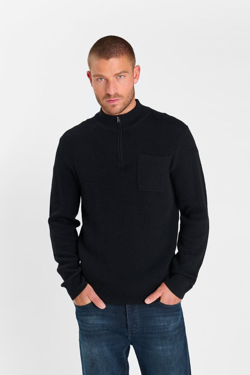 Zip-up high-neck sweater LE TEMPS DES CERISES Black
