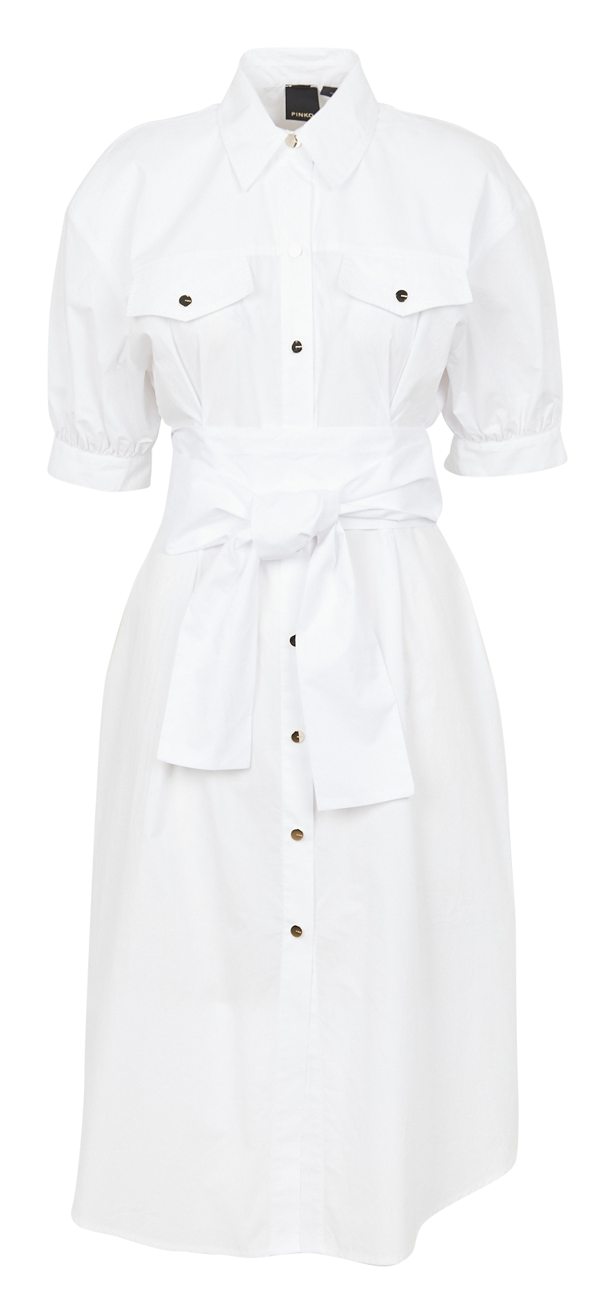 Cotton V-neck midi dress PINKO White