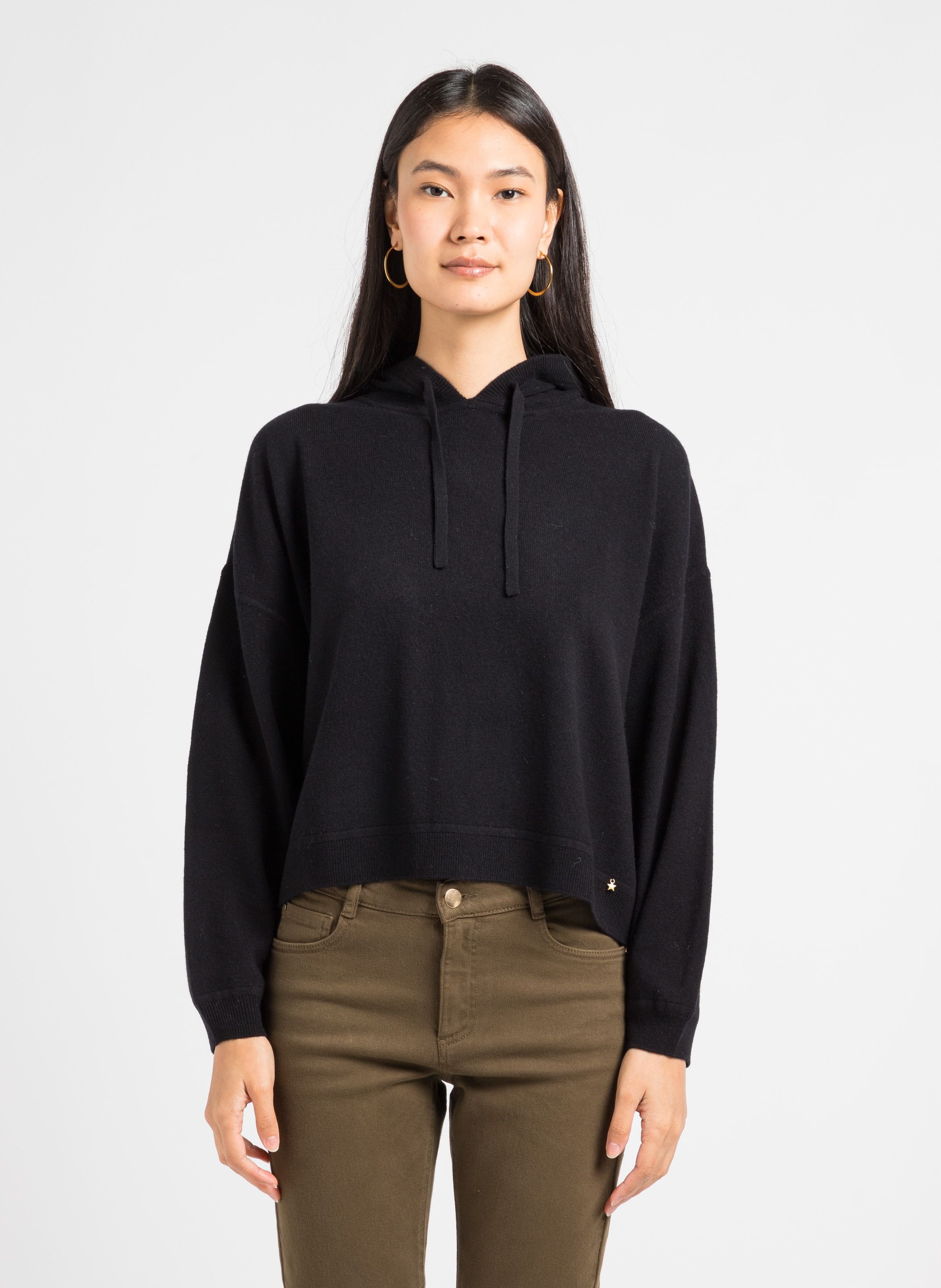 Pull laine a online capuche femme