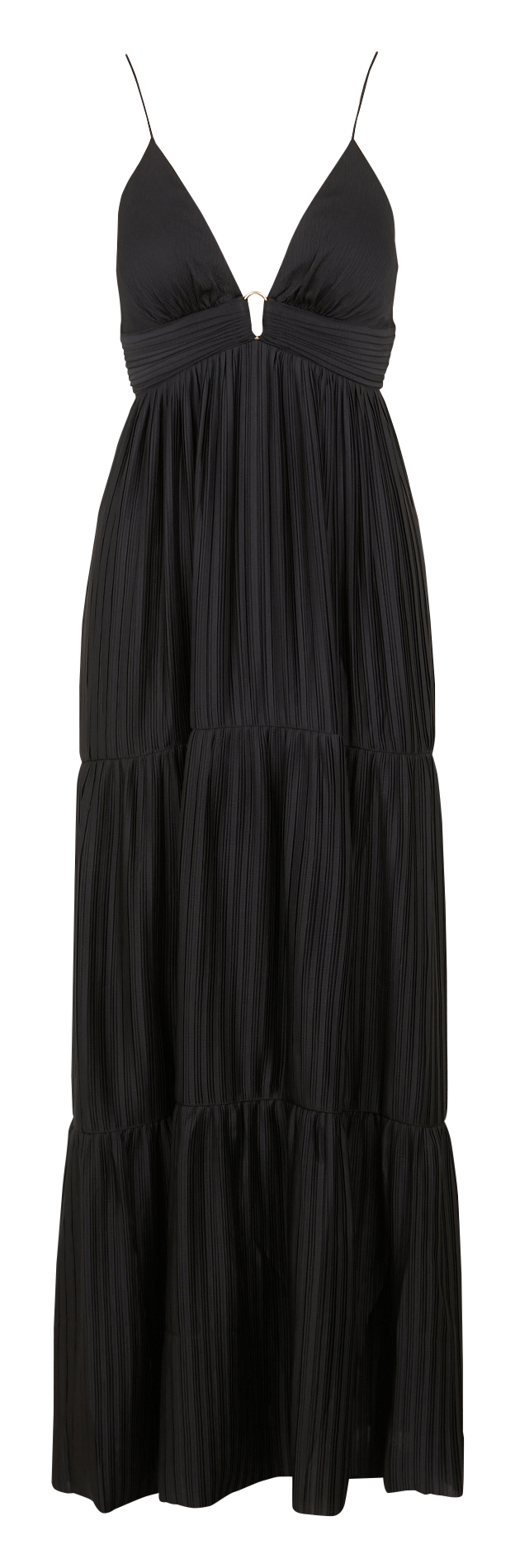 Robe longue col V plissée BA&SH Noir