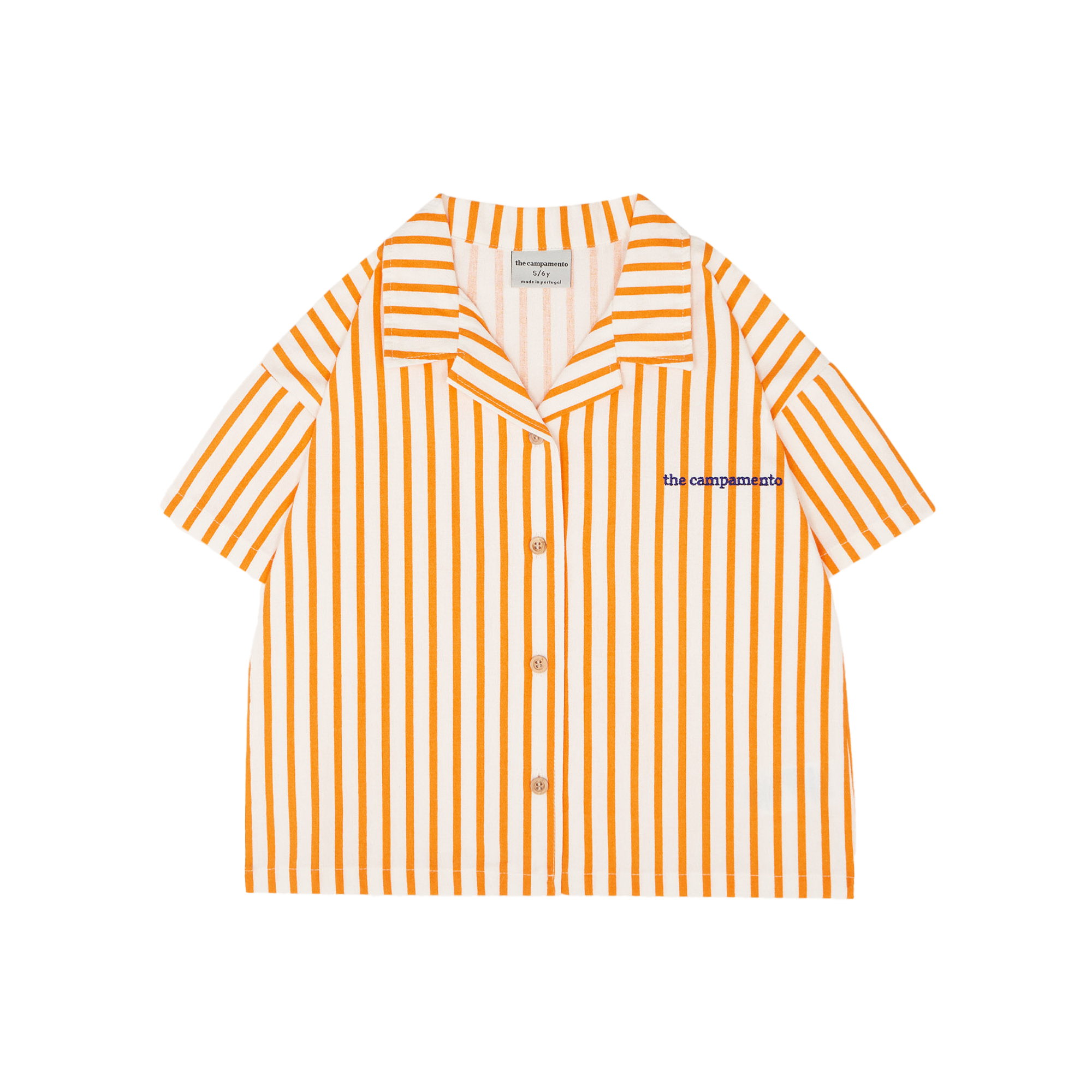Loose-fit striped cotton shirt with classic collar THE CAMPAMENTO Orange