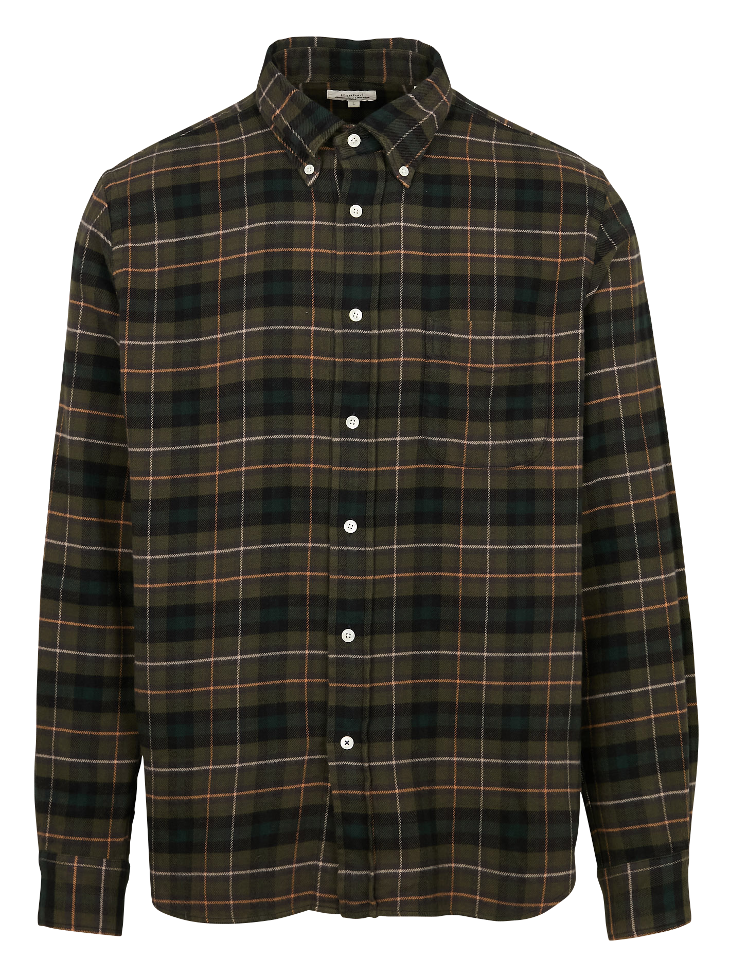 Straight printed cotton shirt with classic collar HARTFORD Green