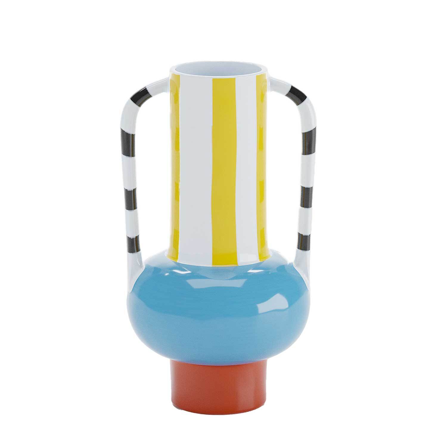 Vase décoratif en céramique rayée avec poignée POTIRON PARIS Multicolore