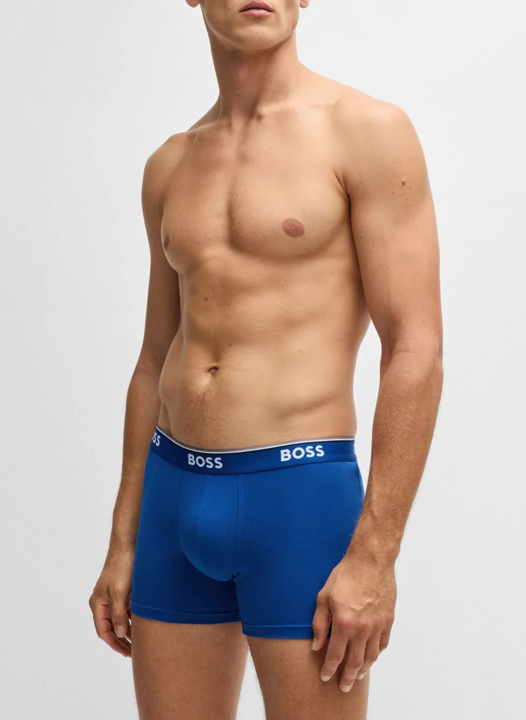 Pack of 3 stretch cotton boxer shorts Blue