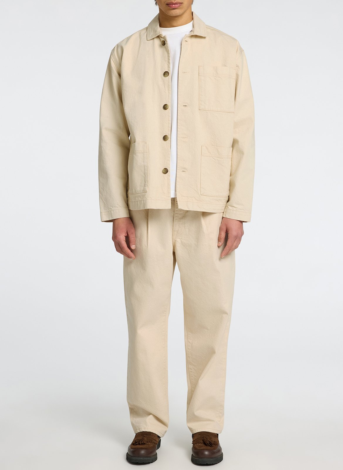 Gerade geschnittene Jeansjacke mit Fleckenmuster SELECTED Beige