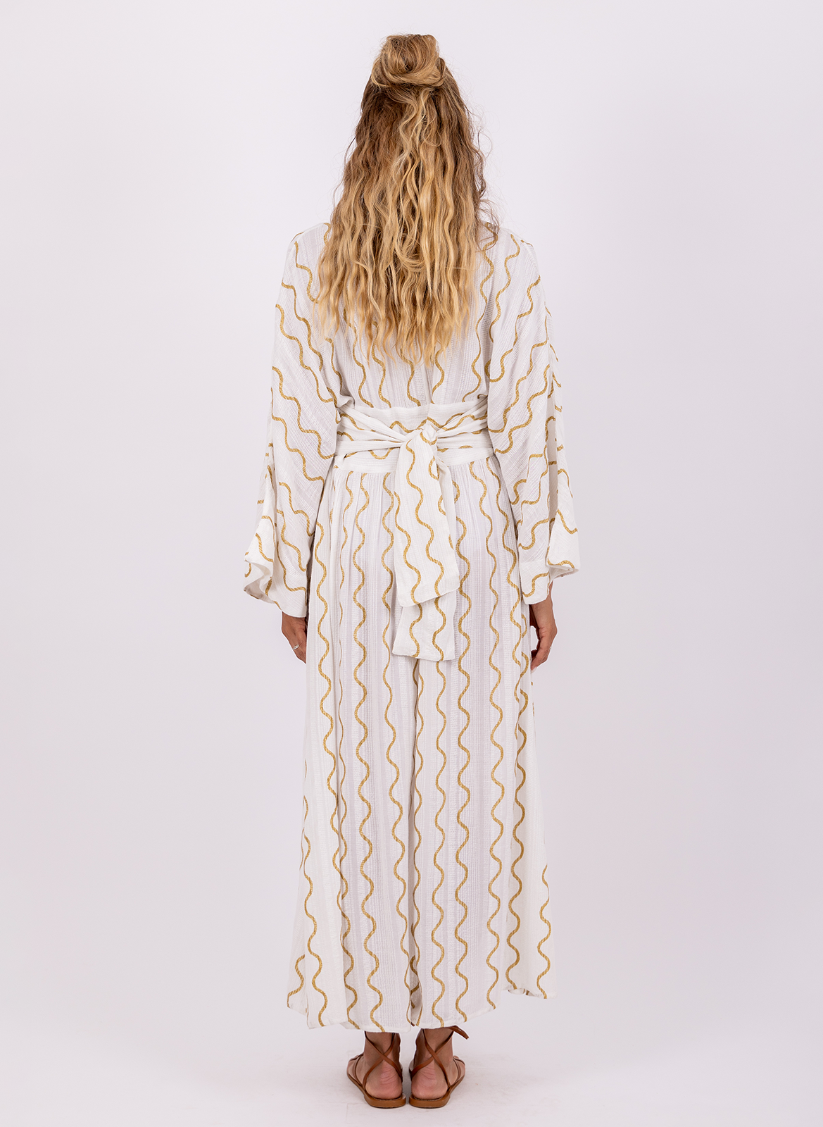 Robe longue large col V en coton SUNDRESS Blanc