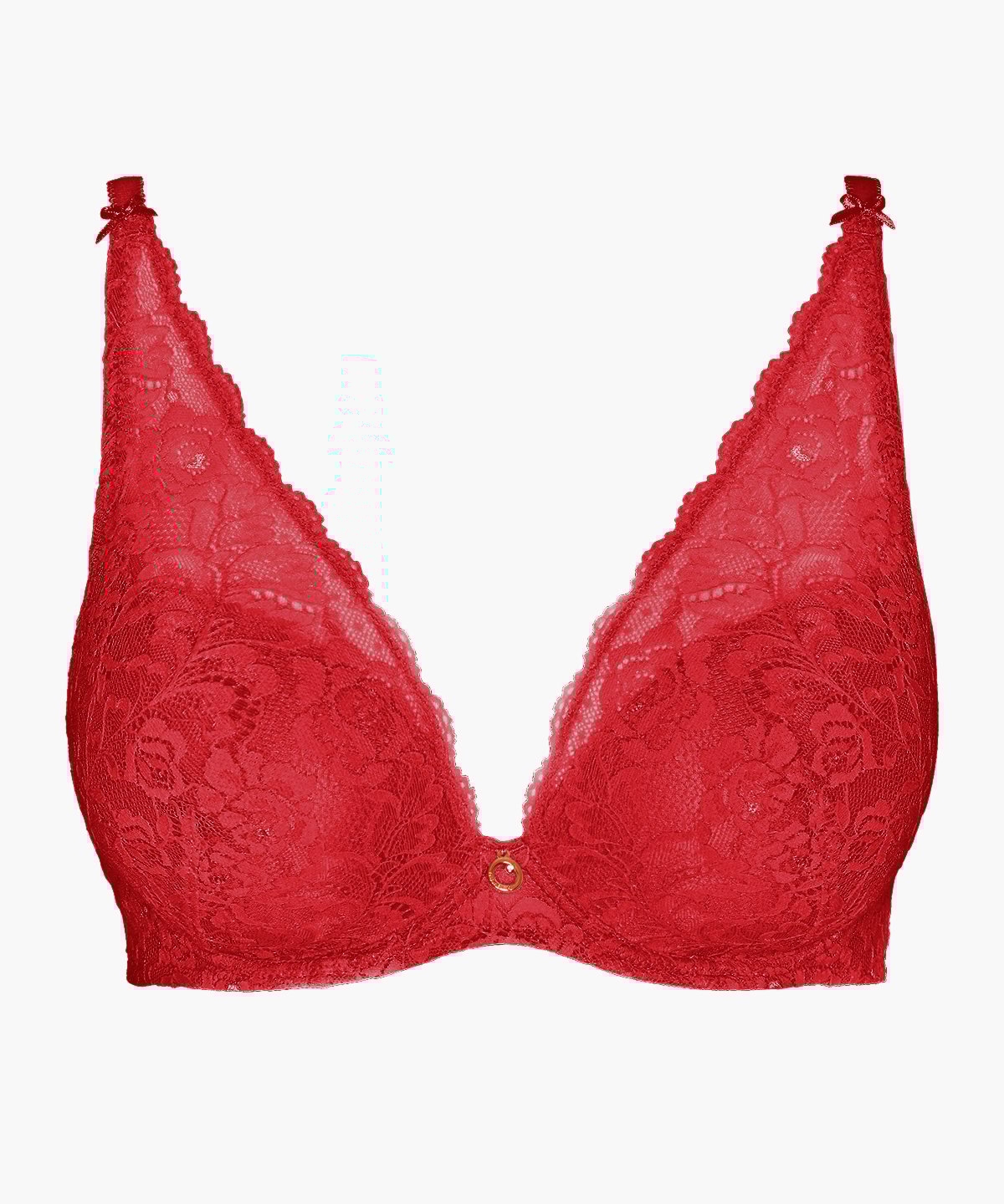 La Reine de la Nuit lyrical black scarf-style plunge bra Red