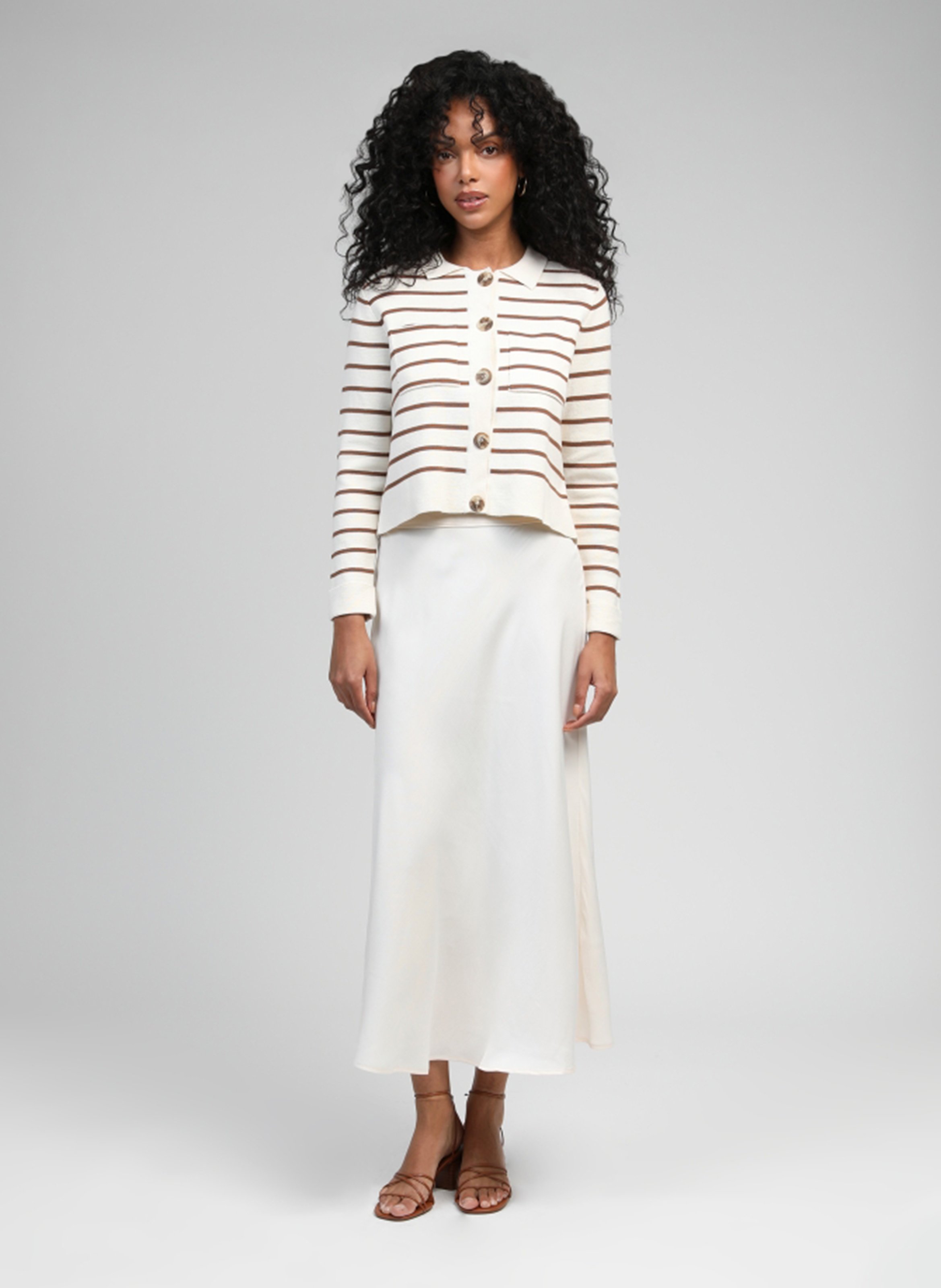 Buttoned striped cardigan AN'GE Brown