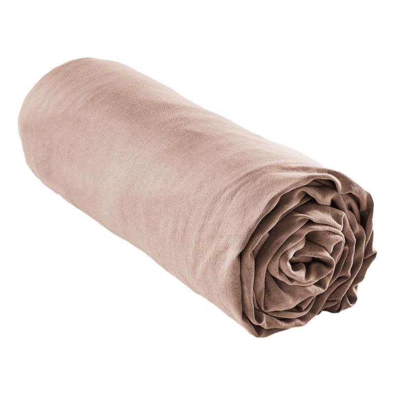 "Fitted sheet "Lysandre" all sizes in "lyocell" butterfly effect" L'EFFET PAPILLON Brown