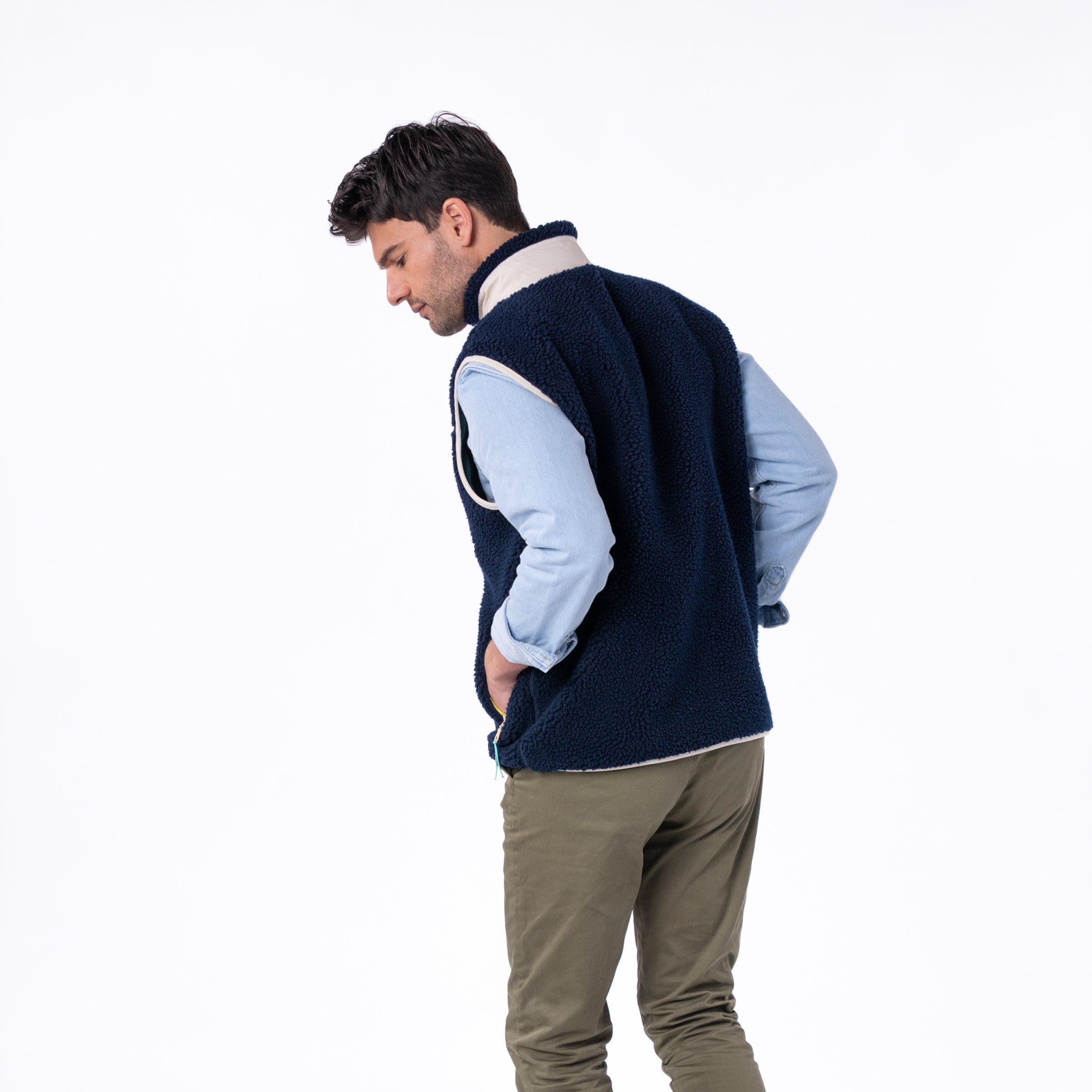 Sleeveless Sherpa Zip-Up Vest BILLYBELT Blue