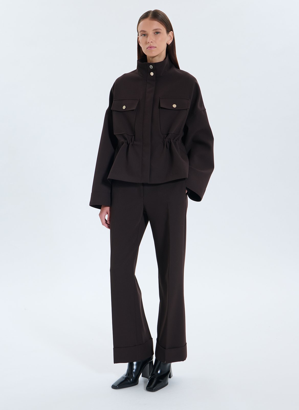 Oversized high collar jacket ZAPA Brown