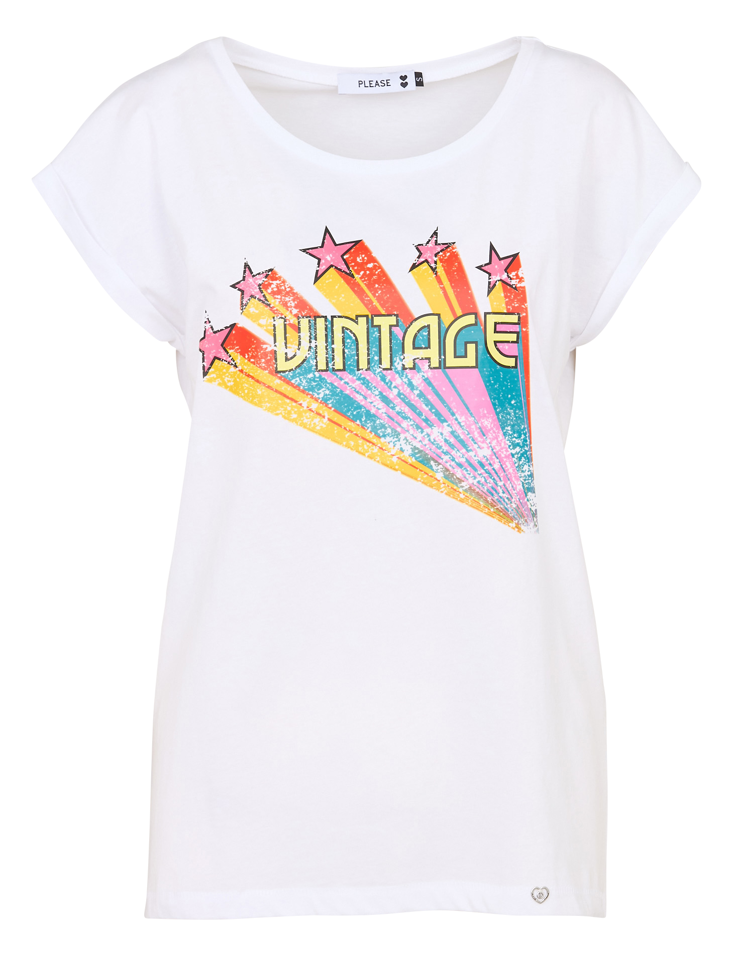 Tee-shirt col rond imprimé en coton PLEASE Blanc