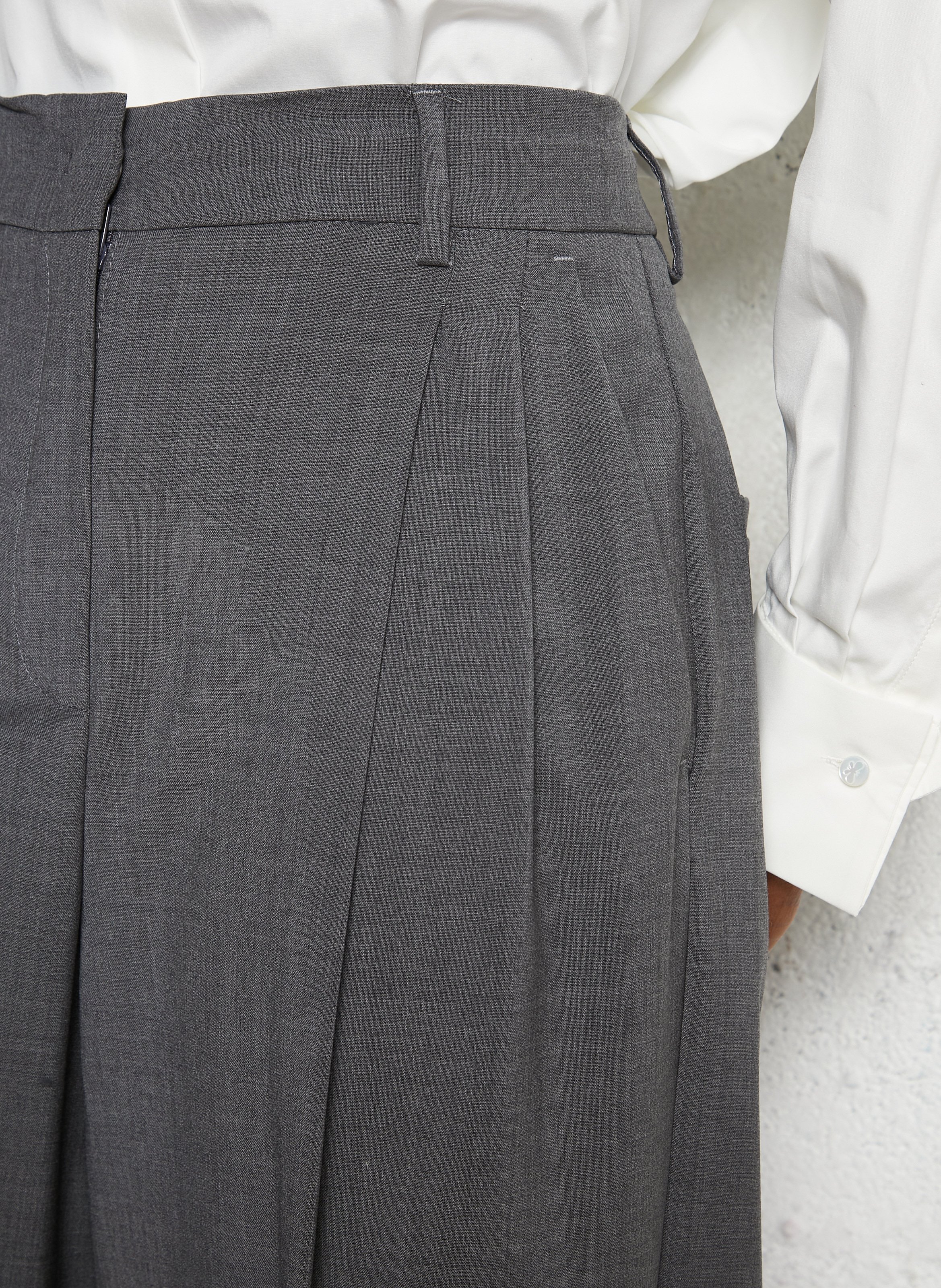 Wide-leg front-pleated wool pants MAX MARA WEEK END Silver