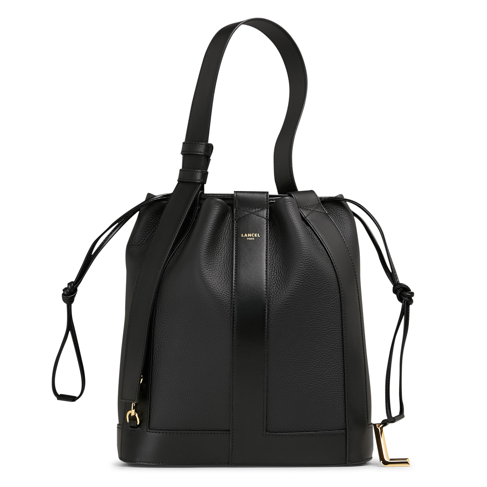 Sac seau en cuir LANCEL Noir