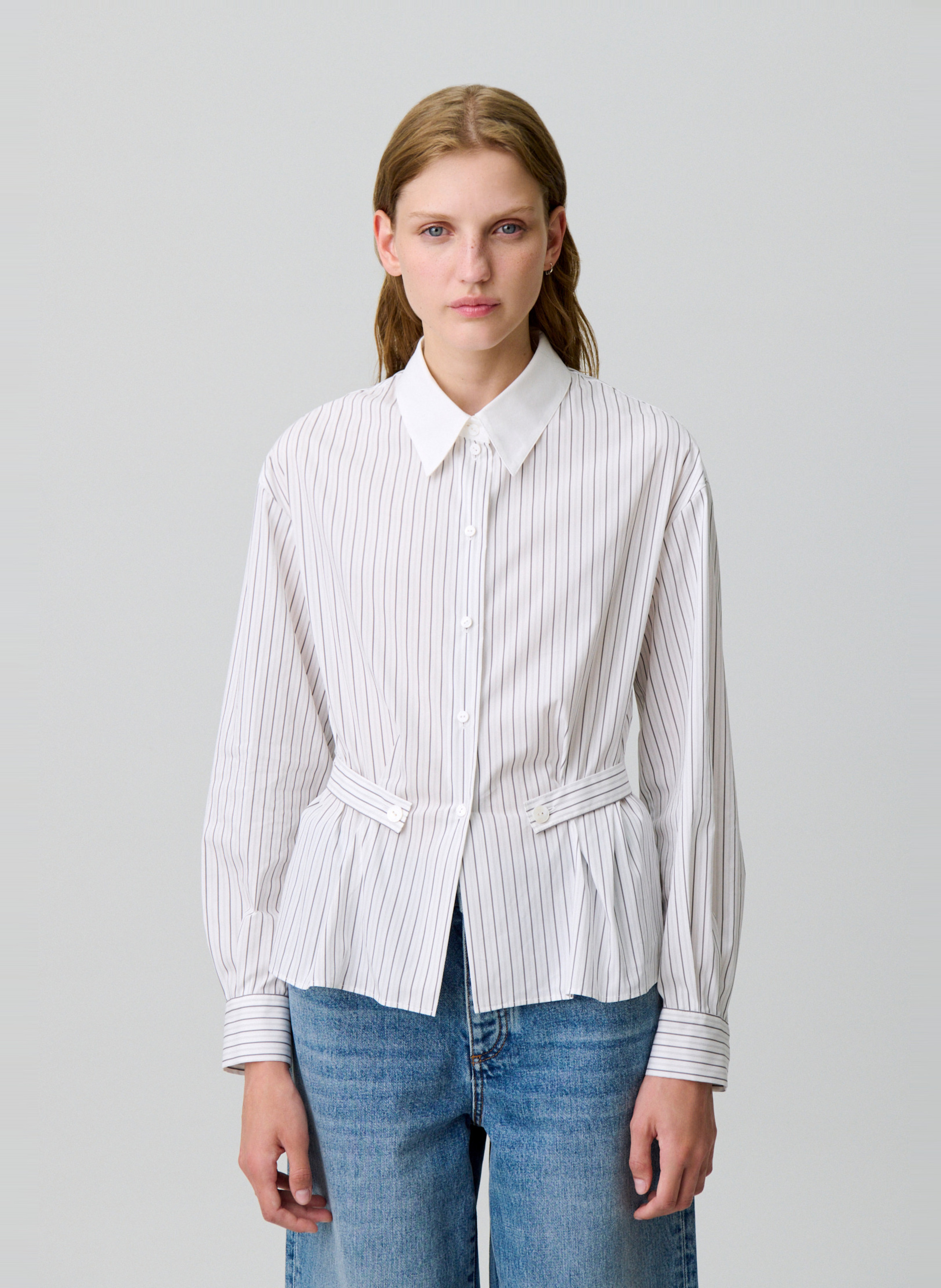 Chemise col classique manches contrastantes en coton CLAUDIE PIERLOT Multicolored