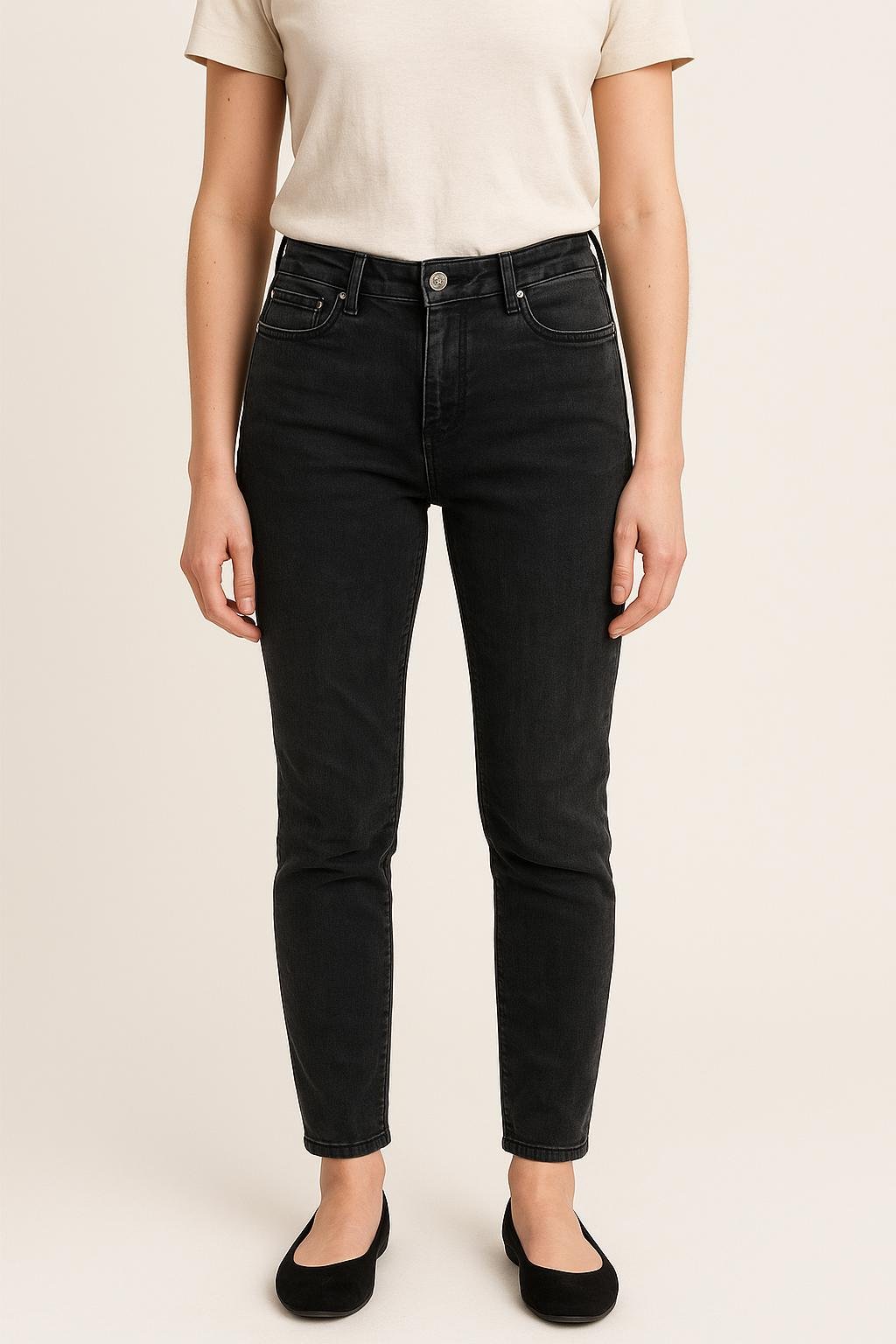 Cropped slim jeans with studs ACNE STUDIOS - Seconde Main Black