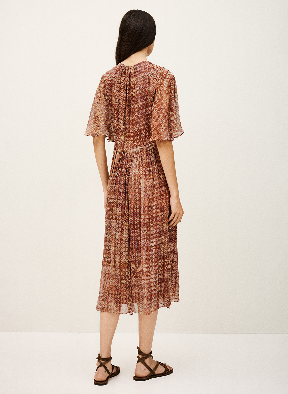 Halflange jurk met V-hals en print BA&SH Roze