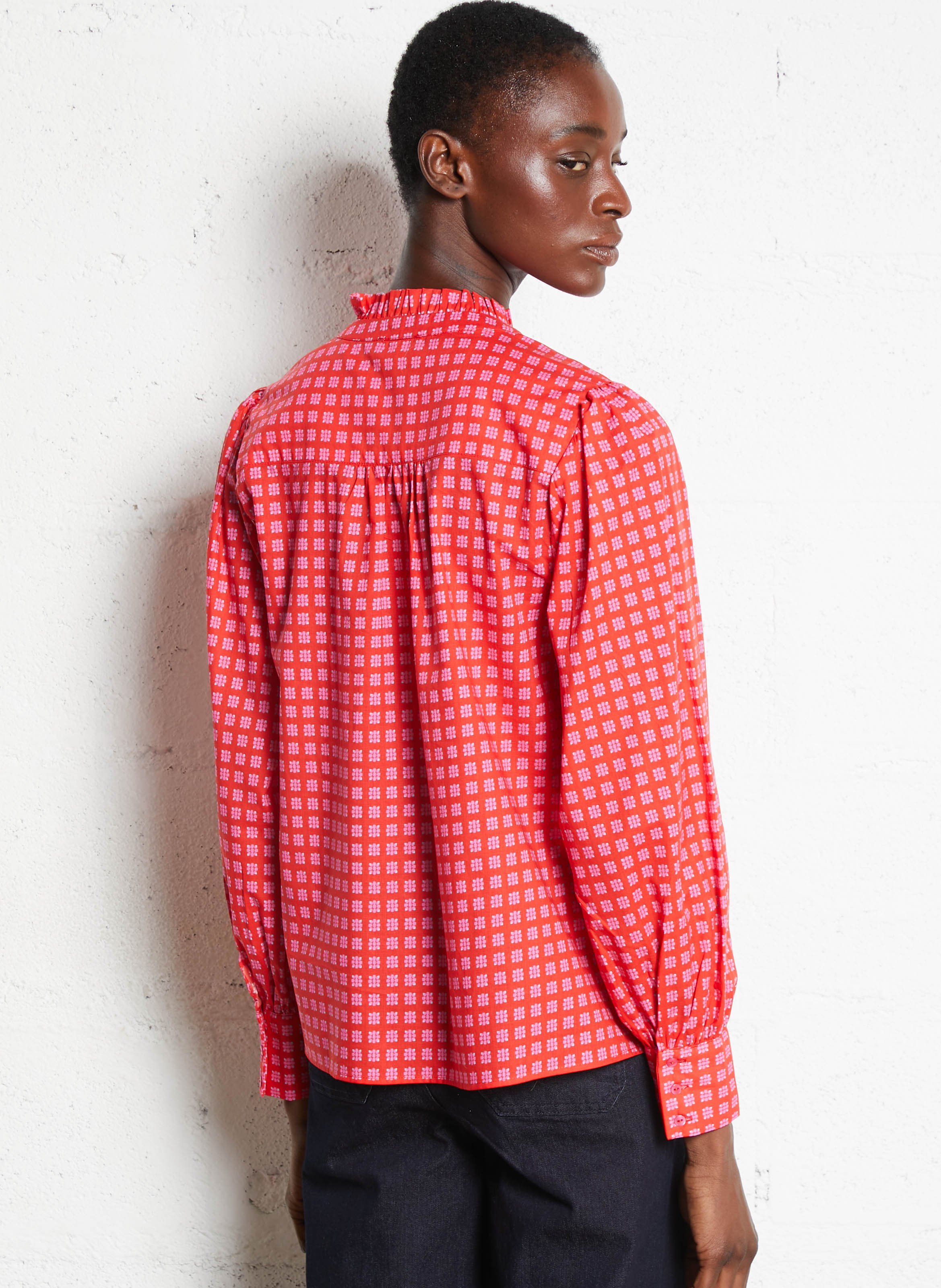 Tunika mit Tunika-Kragen und Print MAISON 123 Rot