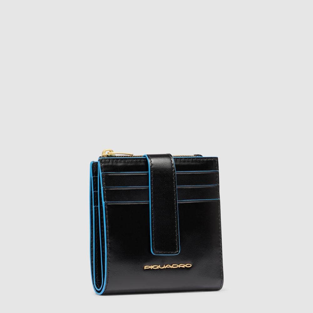 Women's leather credit card holder with coin pocket and RFID protection PIQUADRO Black