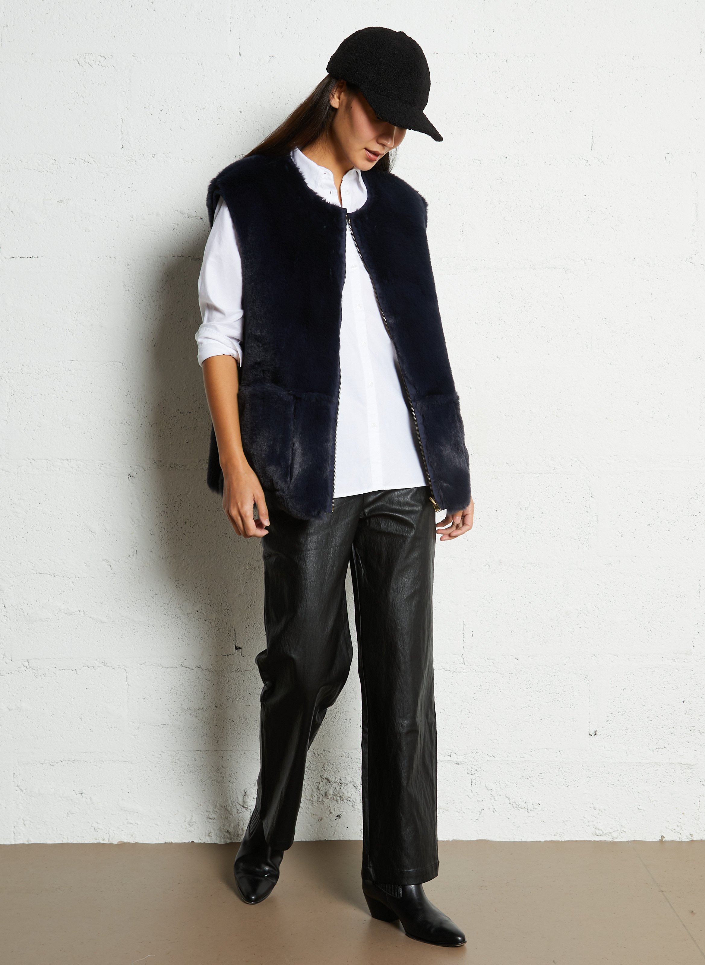 Gerade geschnittene Hose in Leder-Optik THE KORNER Schwarz