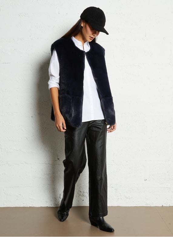 Pantalon droit effet cuir | Noir by THE KORNER Pantalon droit effet cuir Noir