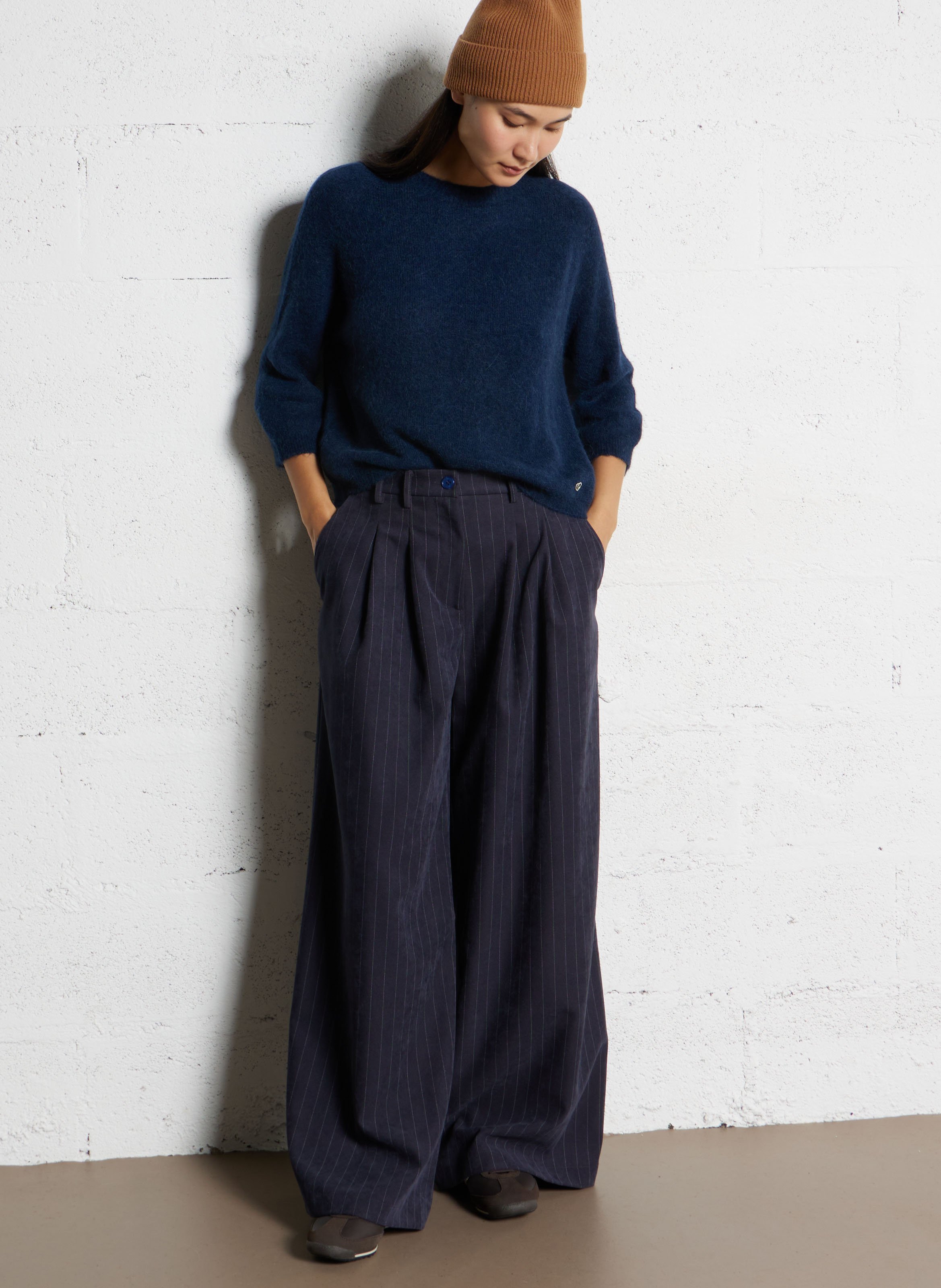 Pantalon palazzo à rayures PLEASE Bleu