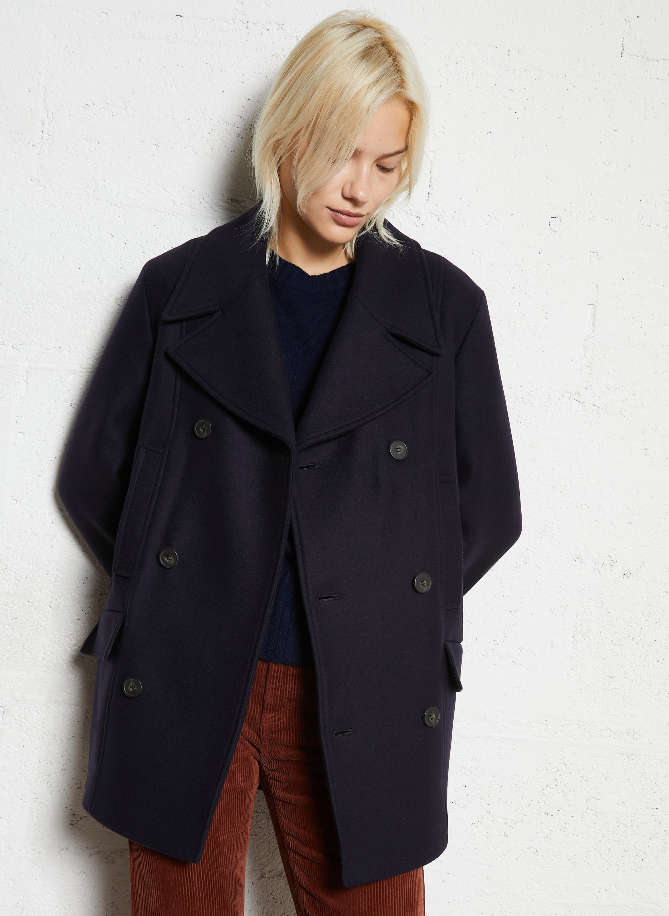 Oversized wool-blend coat with tailored collar MAISON 123 Blue