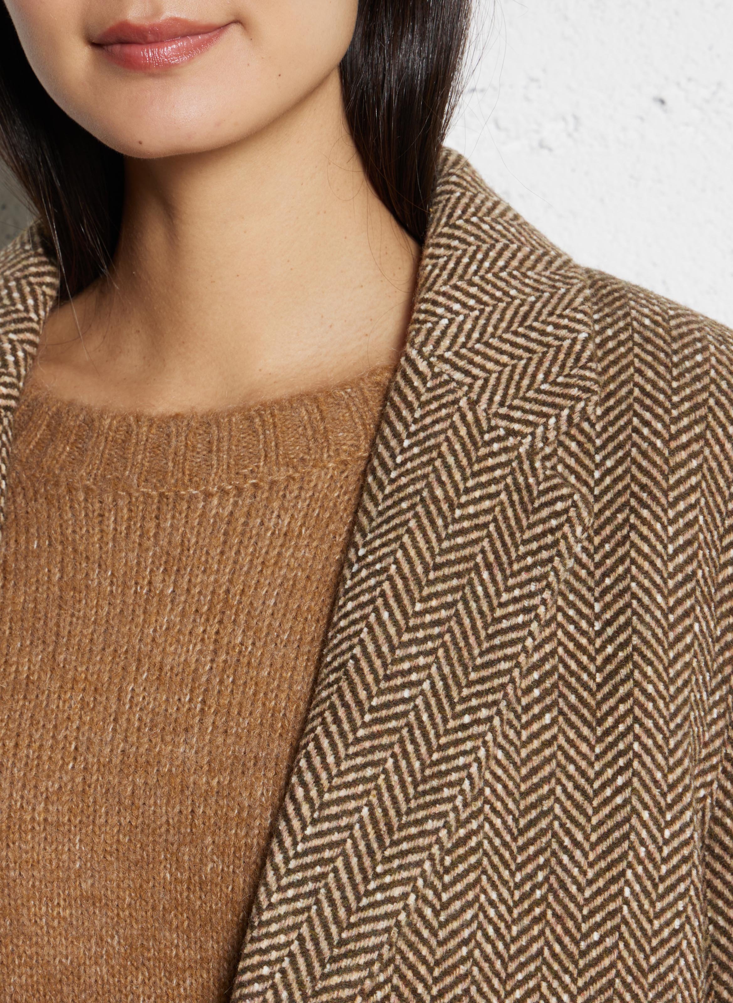 Veste tailleur droite à chevrons LA PETITE ETOILE Marron