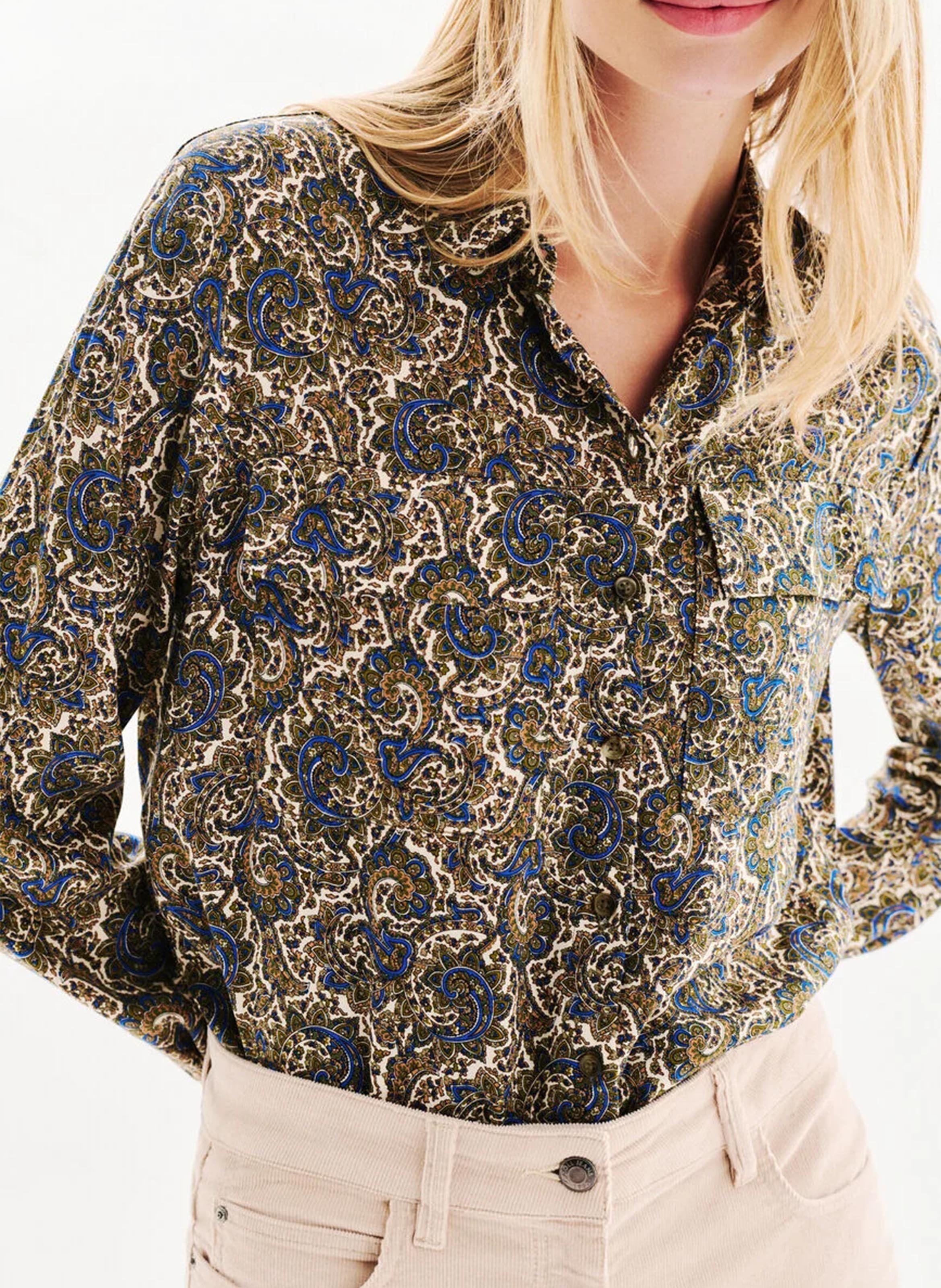 Straight printed shirt with classic collar CAROLL Beige
