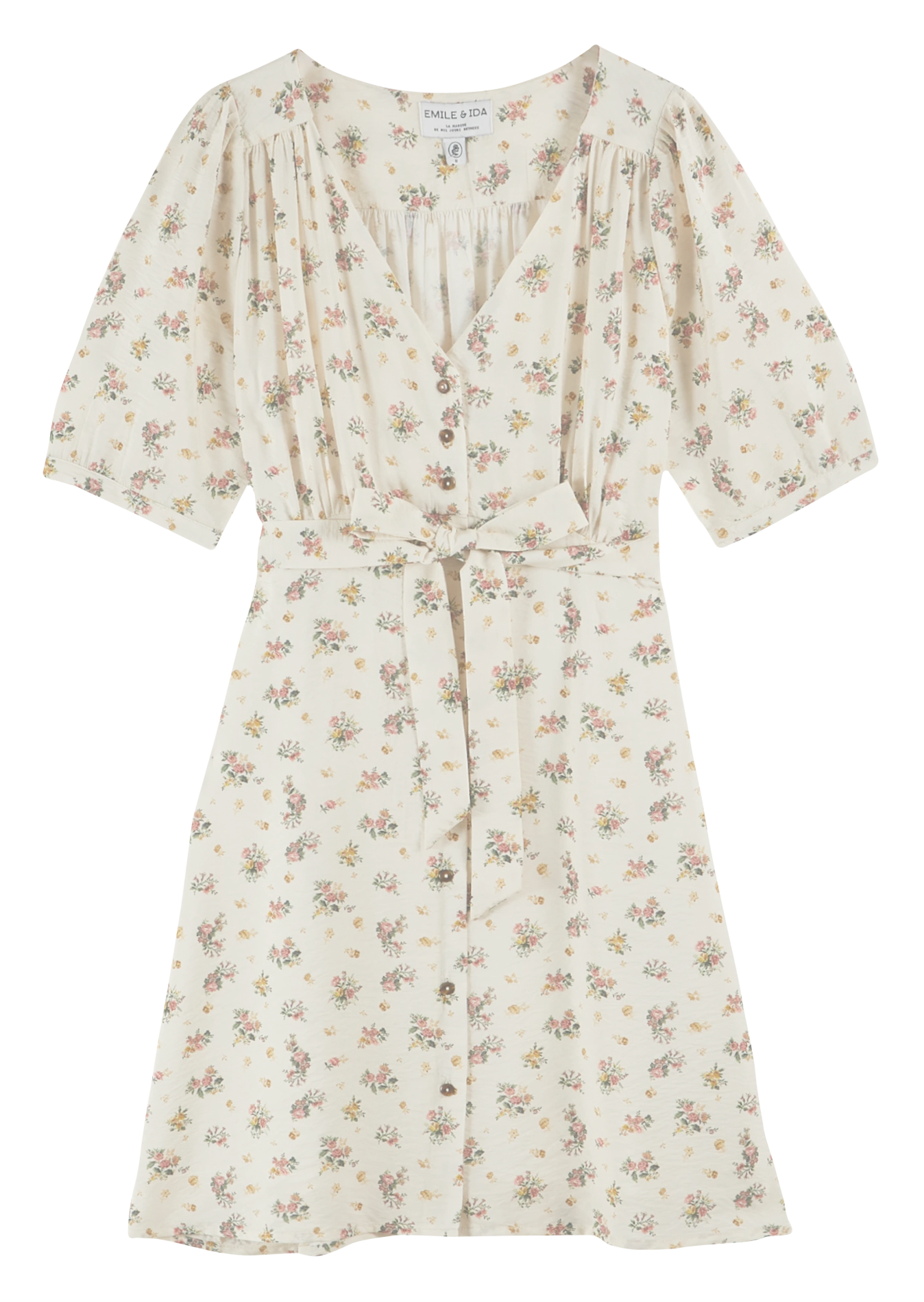 Robe courte col V EMILE ET IDA Beige