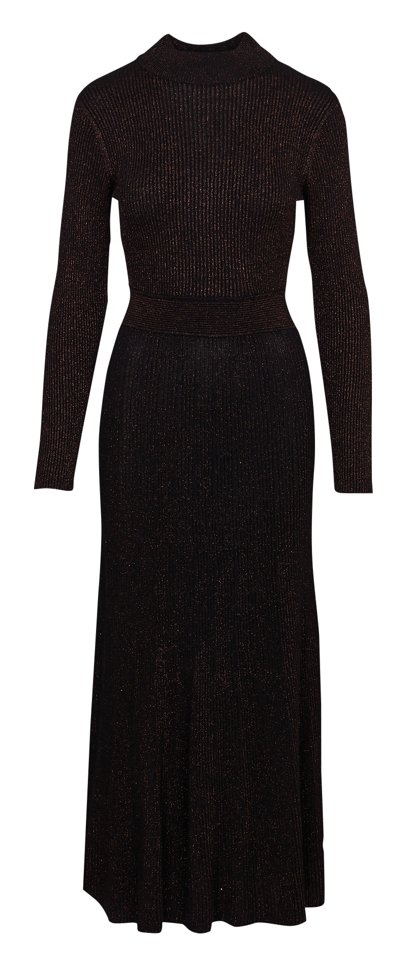 Long round-neck ribbed-knit dress MAISON 123 Brown