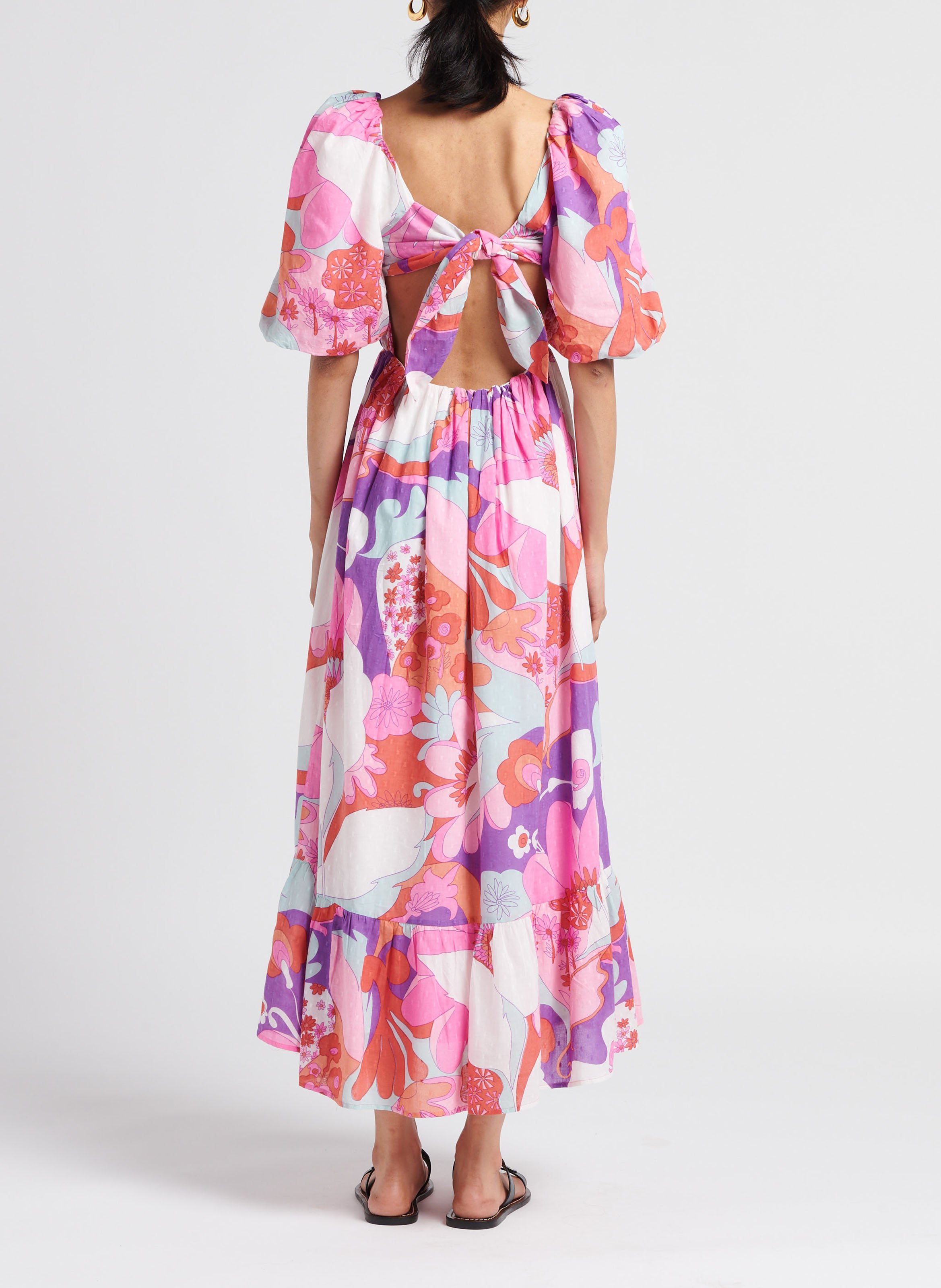 Long printed cotton dress ANTIK BATIK Pink