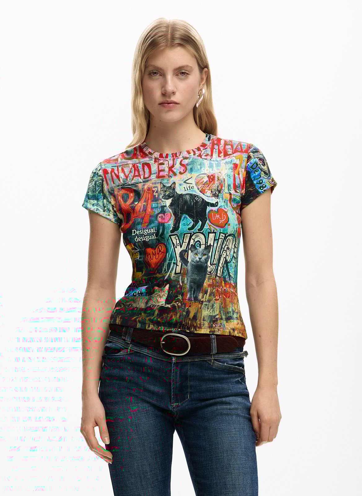 Baumwoll-Pullover mit Rundhalsausschnitt DESIGUAL Rot