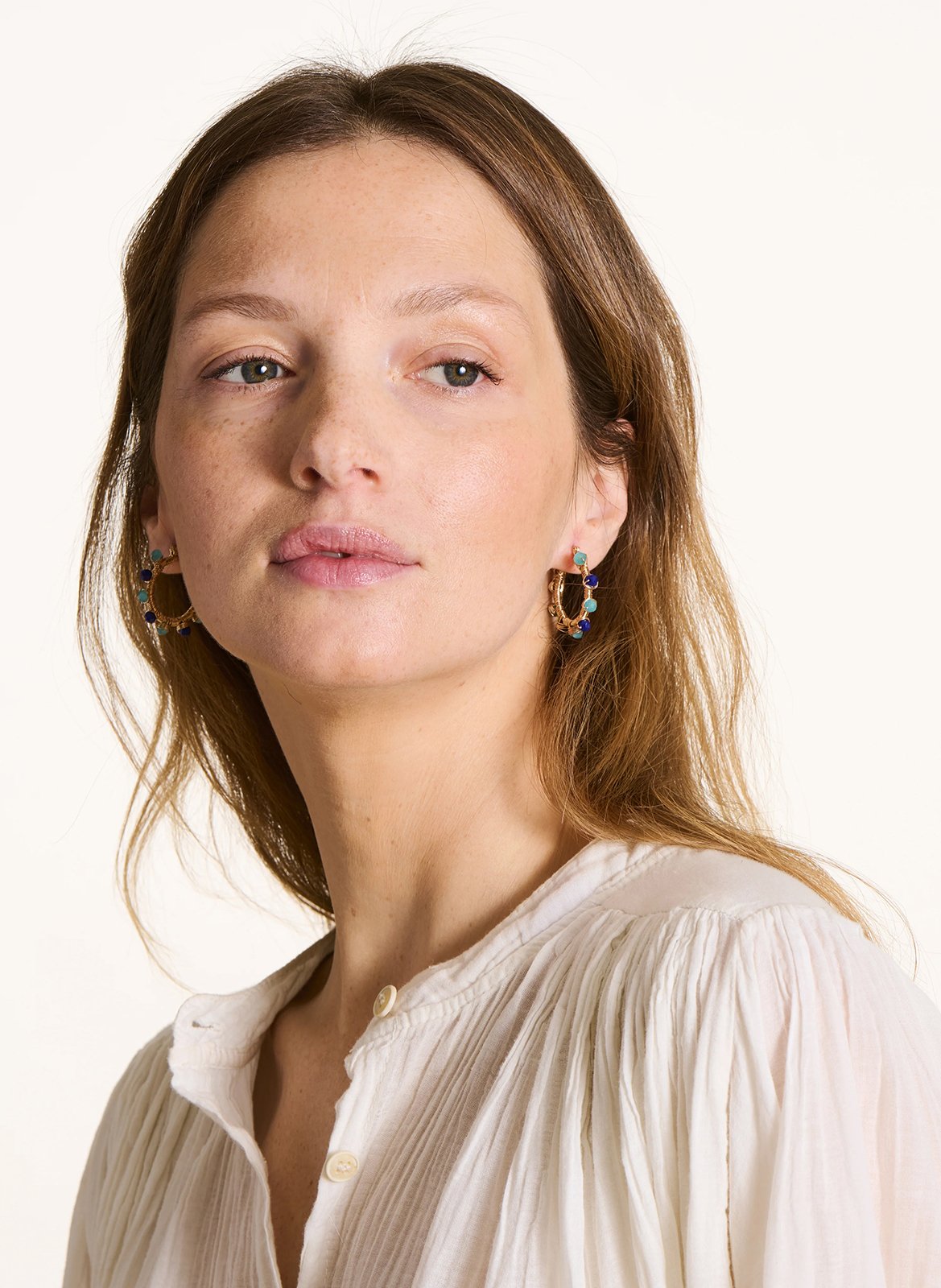 Ohrringe aus Messing und Glasperle LA FEE MARABOUTEE Gelb