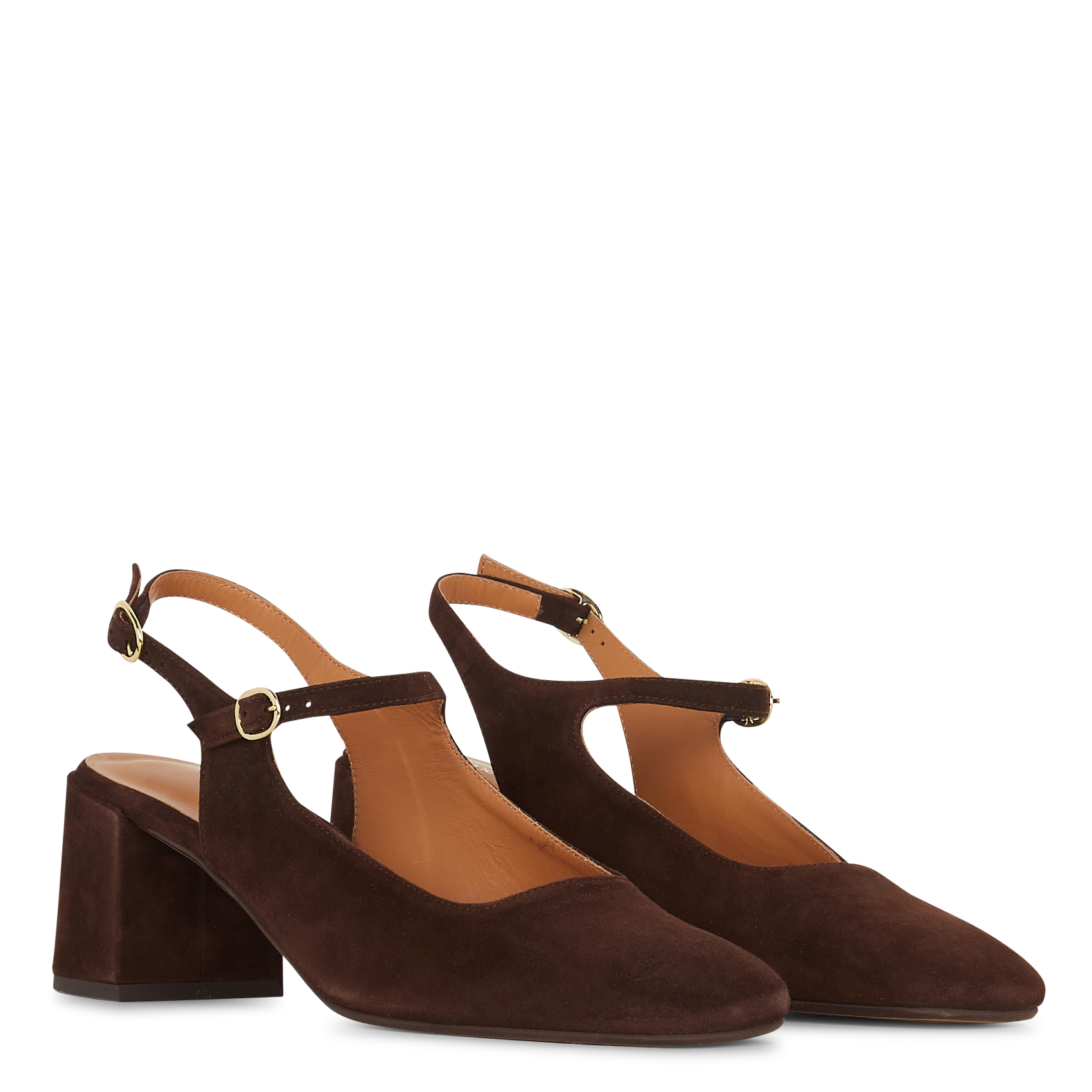 Spangenpumps aus Veloursleder MELLOW YELLOW Braun