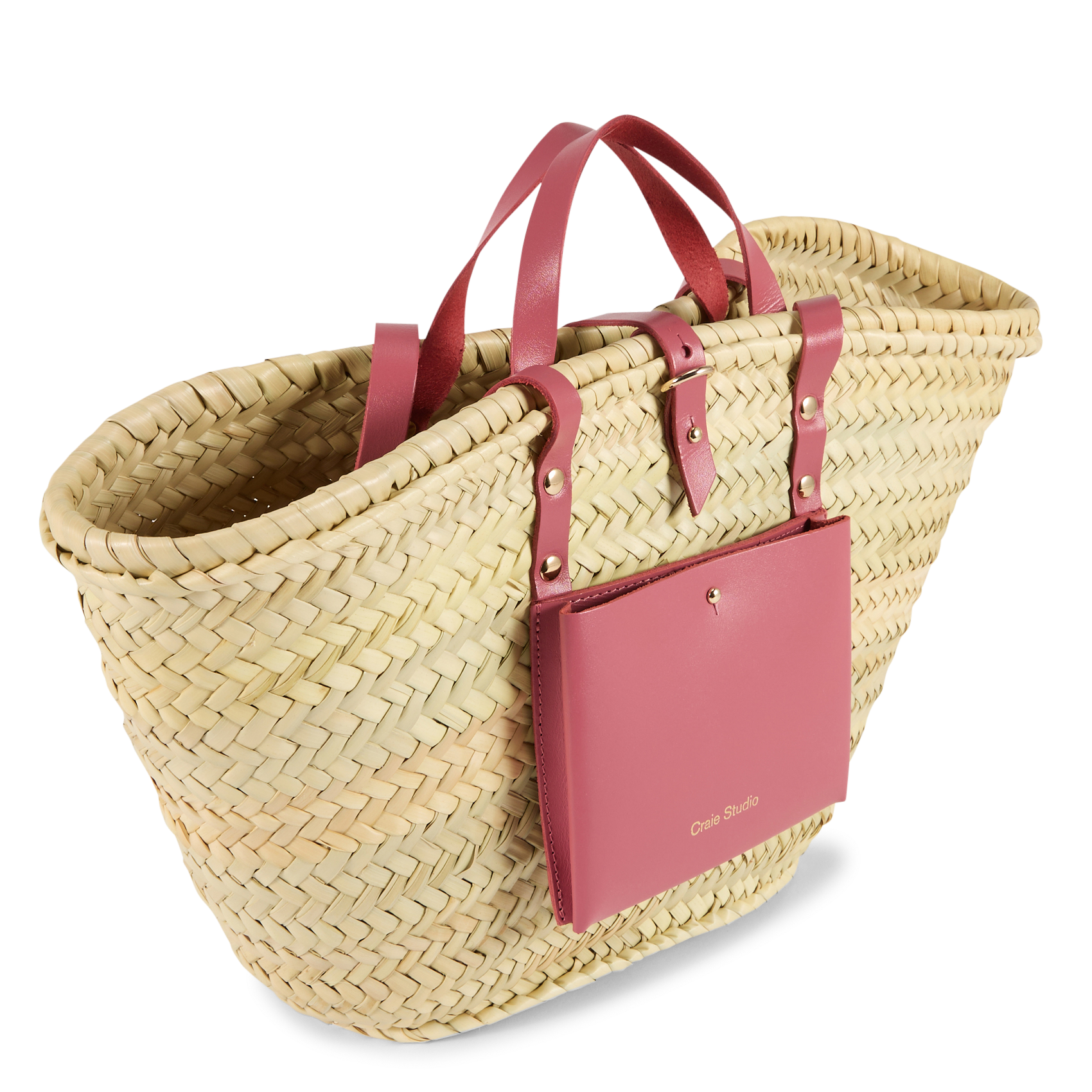 Gevlochten mand van doum CRAIE STUDIO Roze