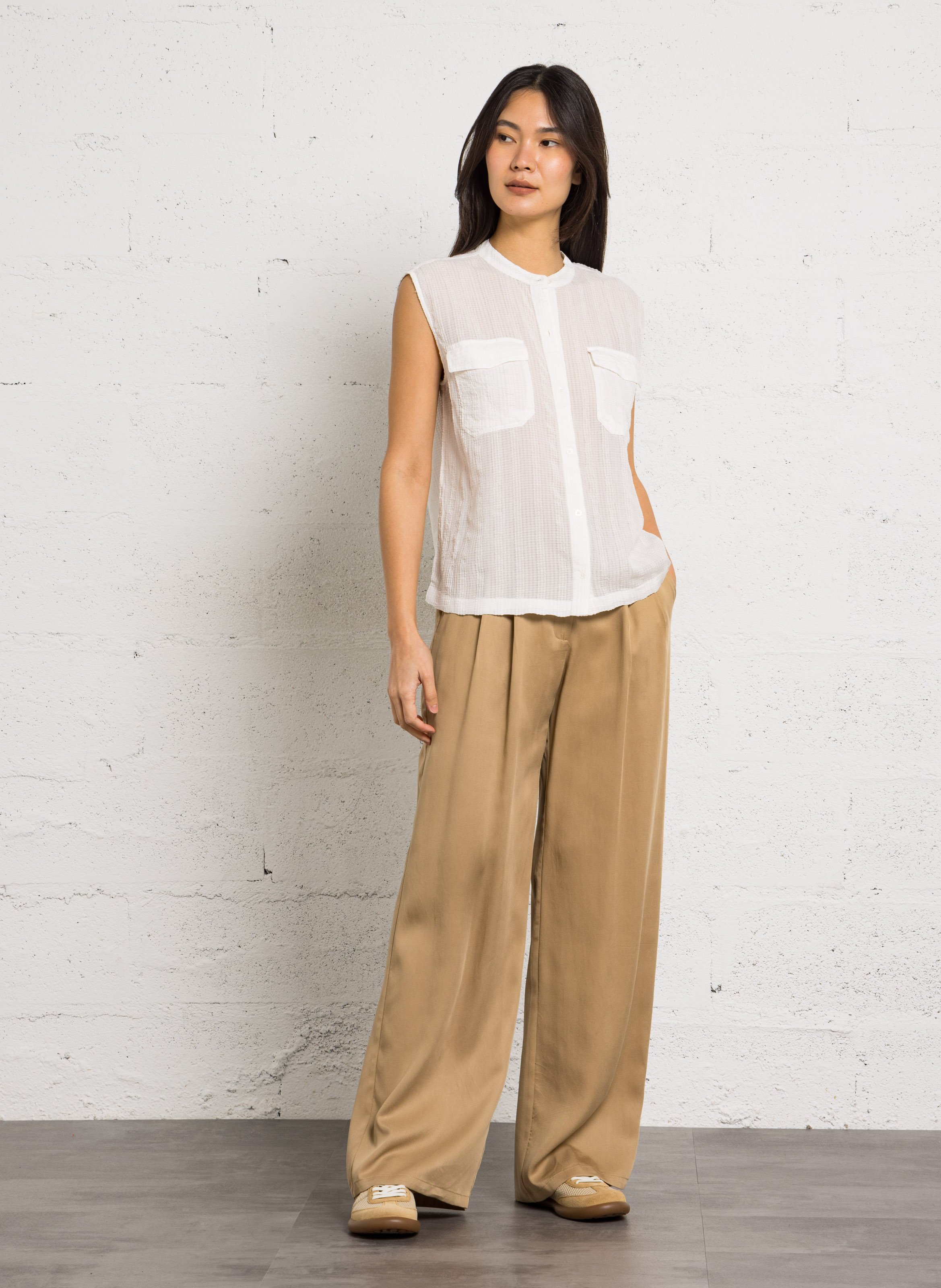 Azawood high-waisted wide-leg trousers LA PETITE ETOILE Beige