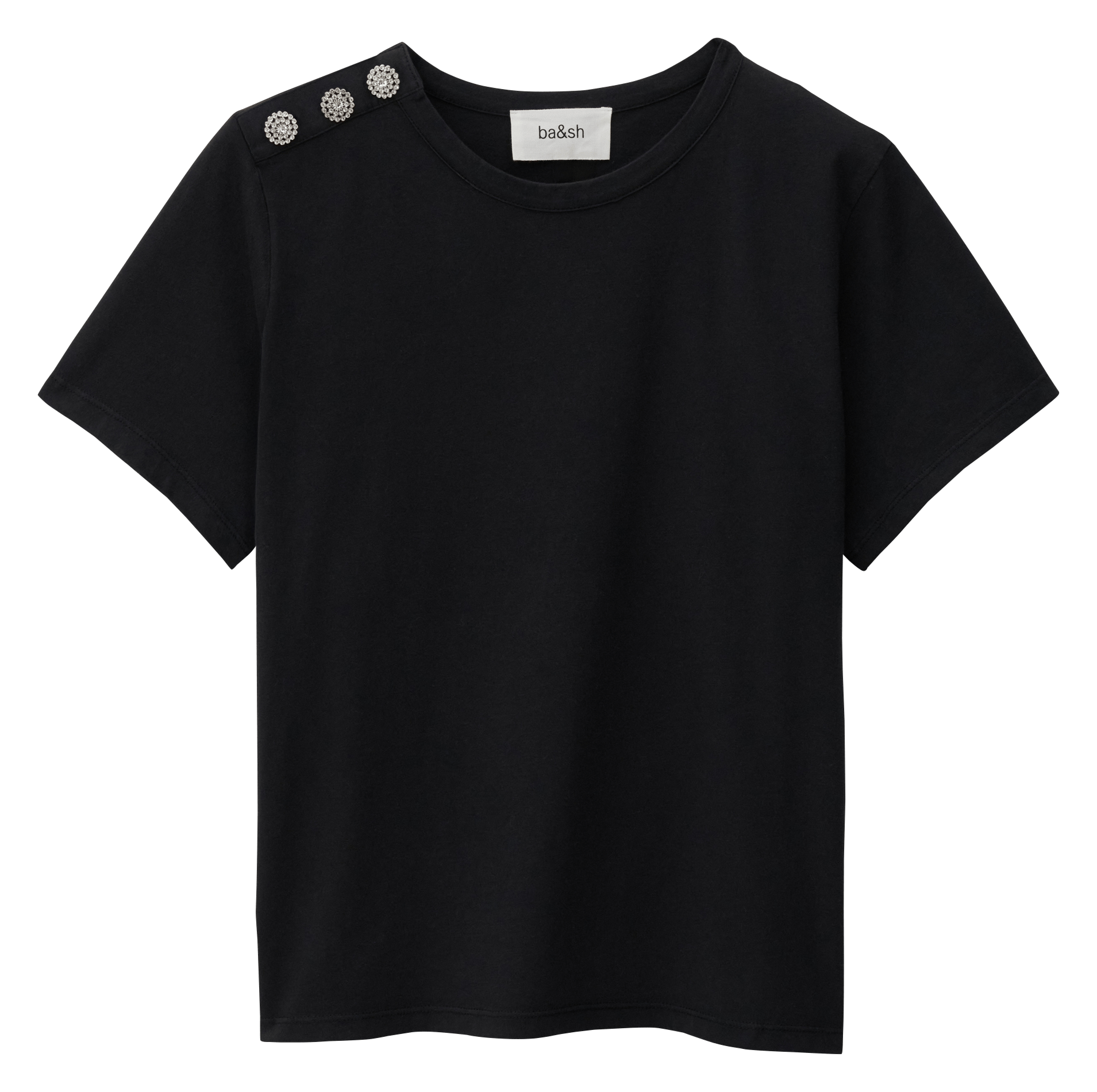 Tee-shirt col rond en coton BA&SH Noir